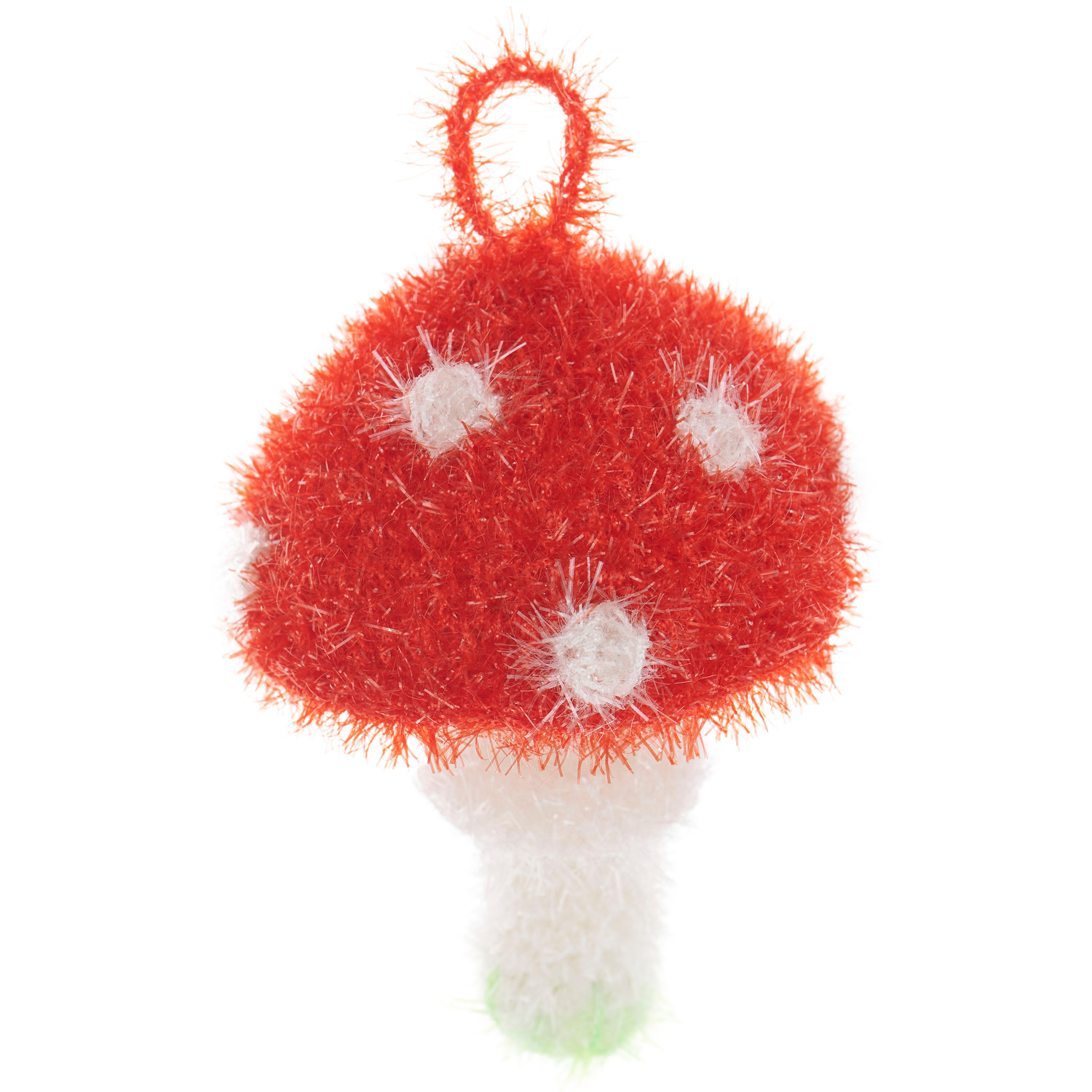 Häkelset Creative Bubble Shrooom: Ein roter, flauschiger Schwamm in Pilzform von Rico Design.