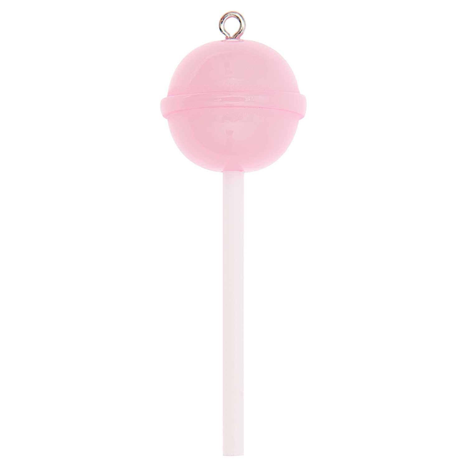 itoshii Lolli Anhänger in Rosa von Rico Design, zeigt einen runden Lutscher mit Stiel.