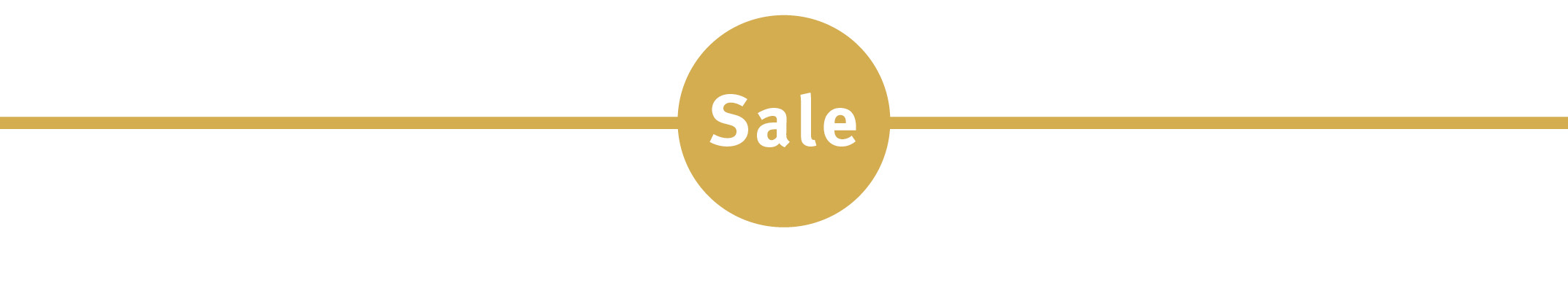 Eine senf-gelbe Linie mit einem senf-gelben Punkt auf welchem in weißer Schrift „Sale“ steht.