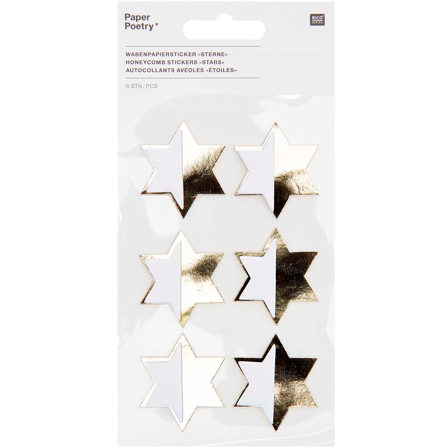Paper Poetry Wabenpapiersticker Sterne 1 Blatt von Rico Design