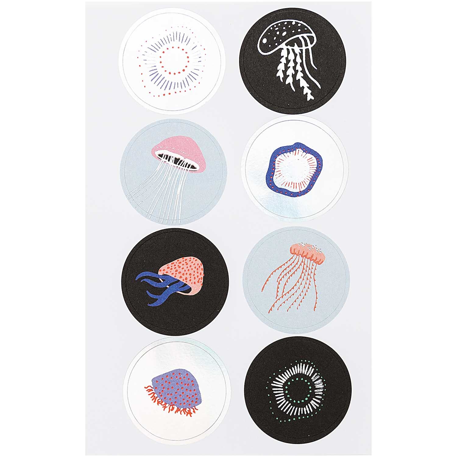 Paper Poetry Sticker Mermaid Quallen 65 Stück zeigt bunte Quallen-Designs von Rico Design.