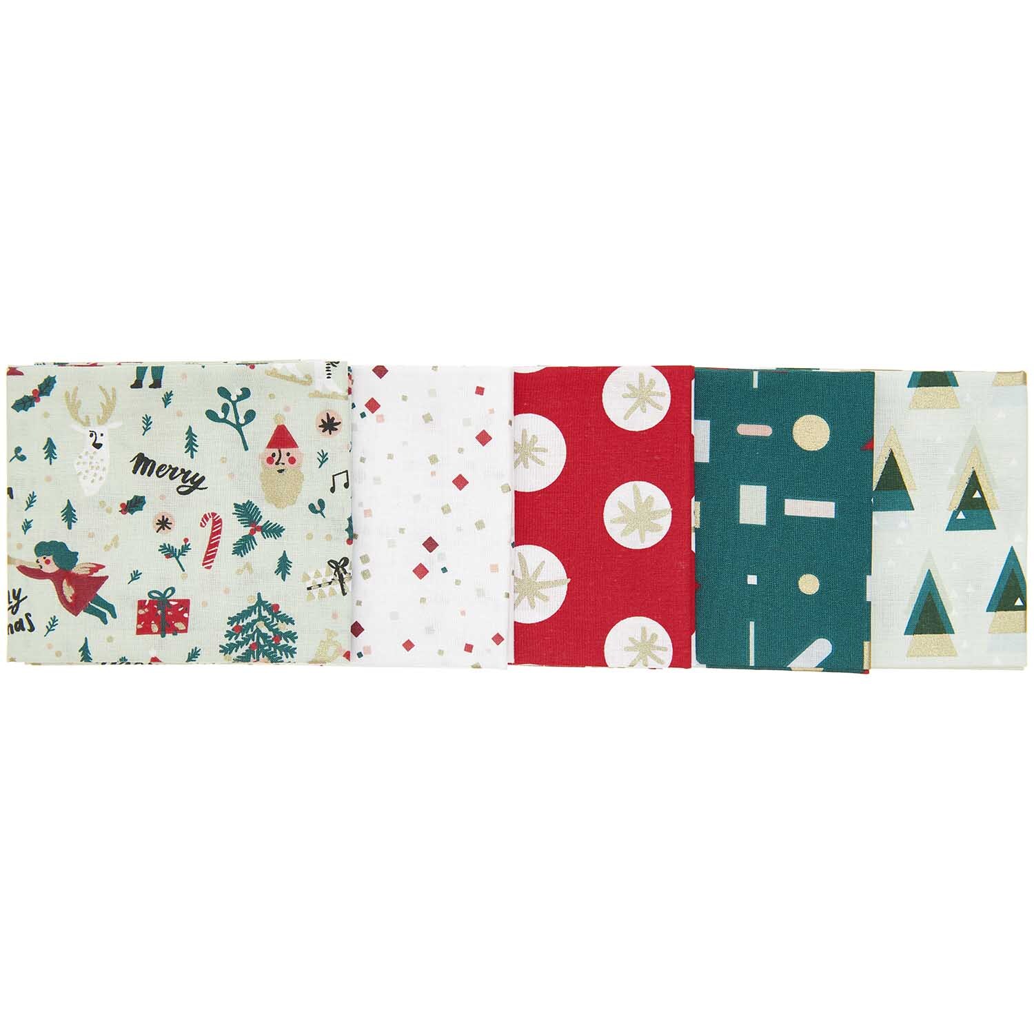 Stoffpaket mit 5 Stoffen Jolly Christmas Elfen 50x70cm von Rico Design