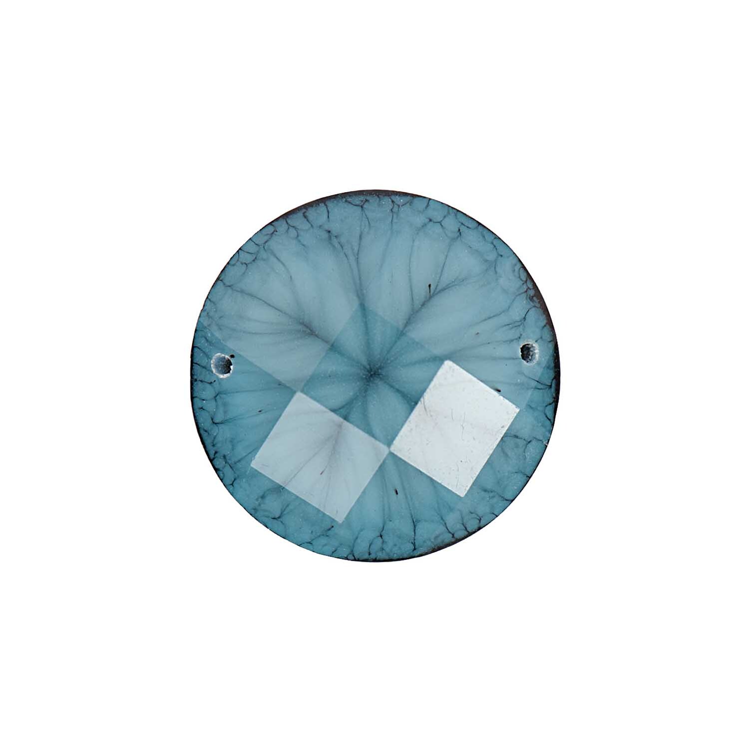 Aufnähsteine Kugel 18mm 4 Stück von Rico Design in Blau, mit zwei Löchern, ideal für kreative Nähprojekte.