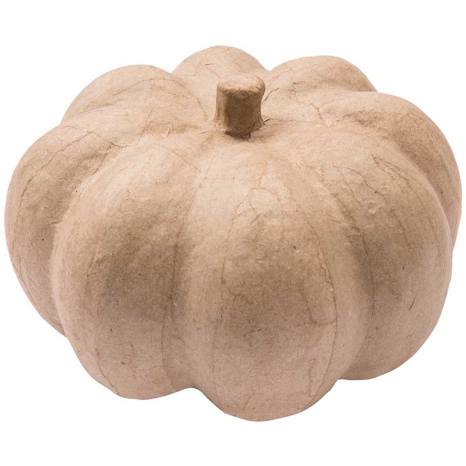 Pappmaché Kürbis groß 20x11cm von Rico Design in natürlichem Braun, ideal für kreative Herbstdekorationen.