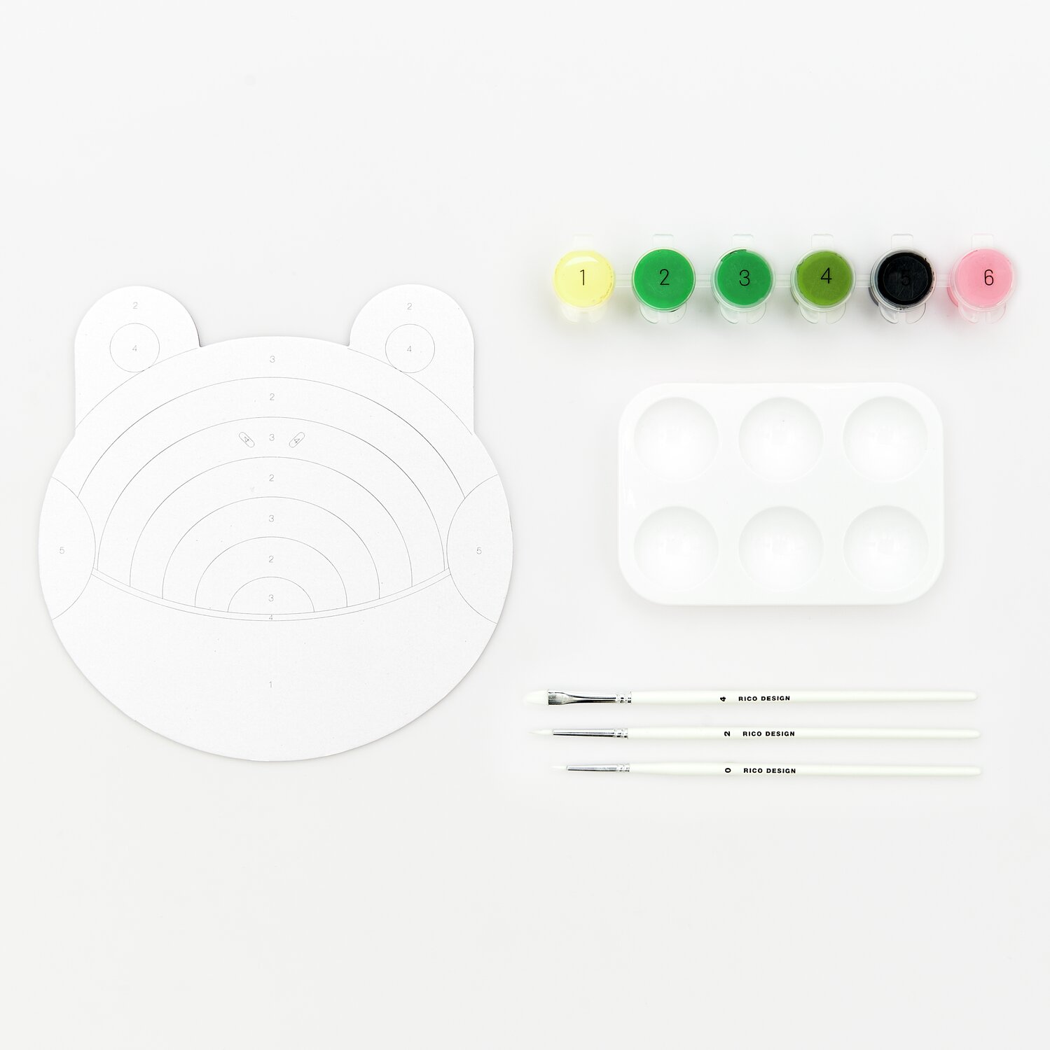 Malen nach Zahlen Frosch: Set mit Farben, Pinseln und Palette von Rico Design für kreatives Malen.