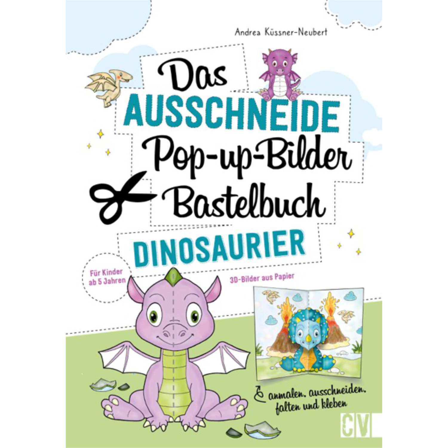 Das Ausschneide-Pop-up-Bilder-Bastelbuch - Dinosaurier: Kreatives Bastelbuch für Kinder ab 5 Jahren mit bunten Dinosaurier-Motiven zum Ausschneiden.