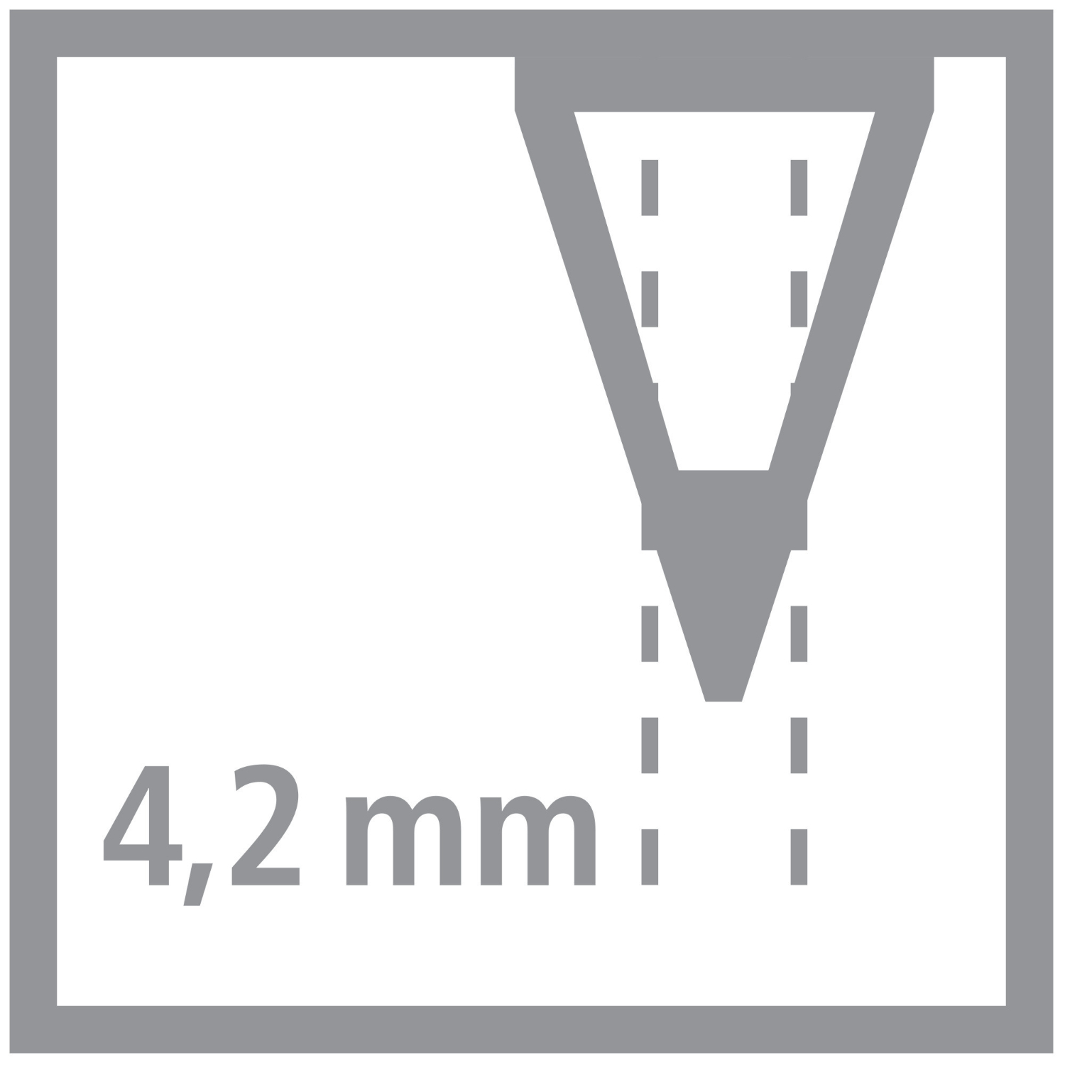 STABILO Trio Dick Buntstifte, graues Symbol zeigt eine 4,2 mm dicke Stiftspitze. Ideal für kräftige Linien.