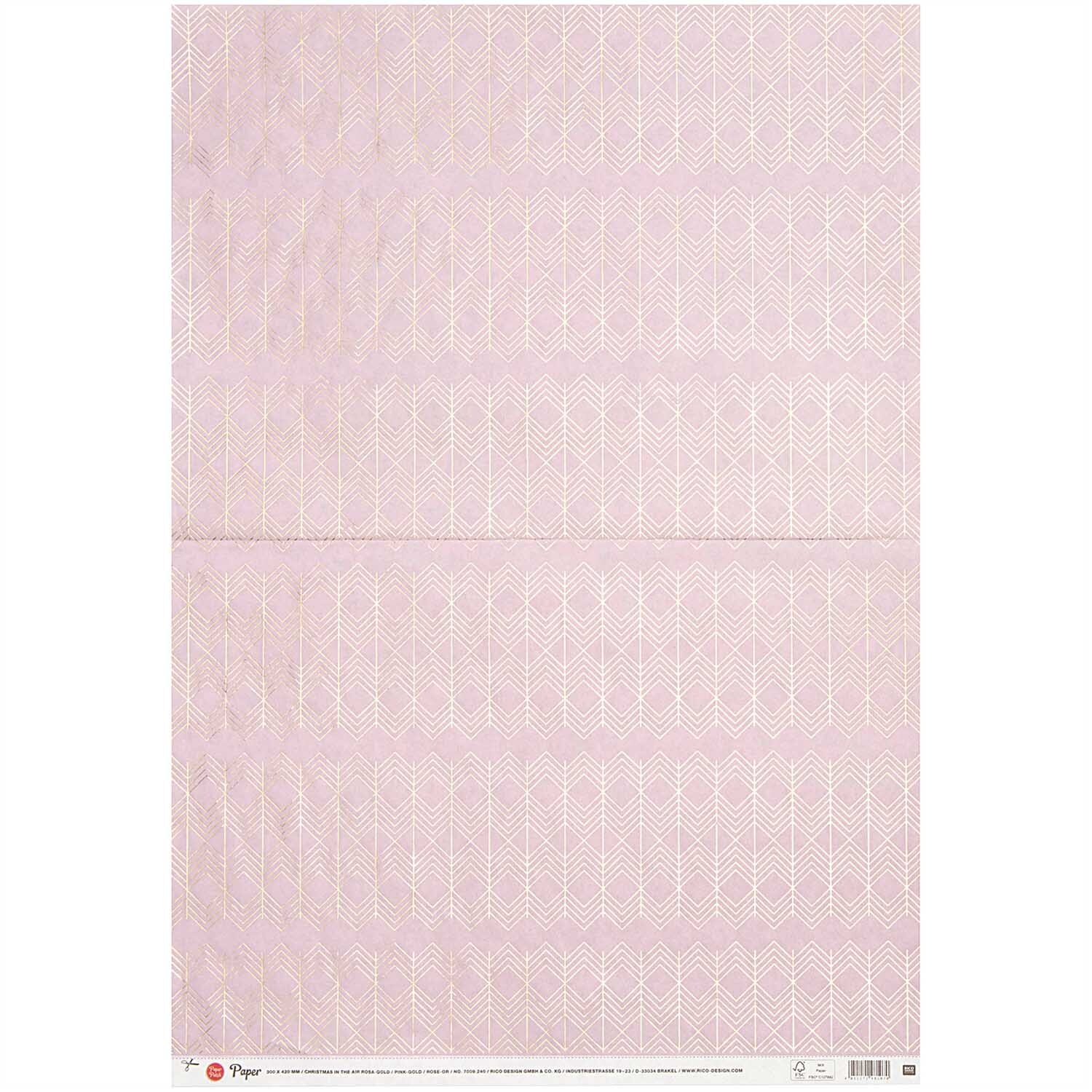 Paper Poetry Paper Patch Papier in rosa-gold mit grafischem Muster, 30x42cm, von Rico Design.