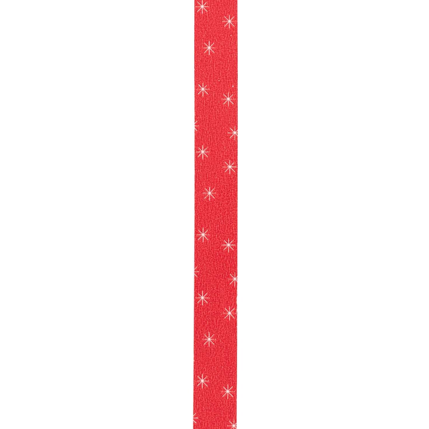 Paper Poetry Tape Schneeflocken rot 1,5cm 10m mit weißen Schneeflocken von Rico Design. Ideal für kreative Bastelprojekte.