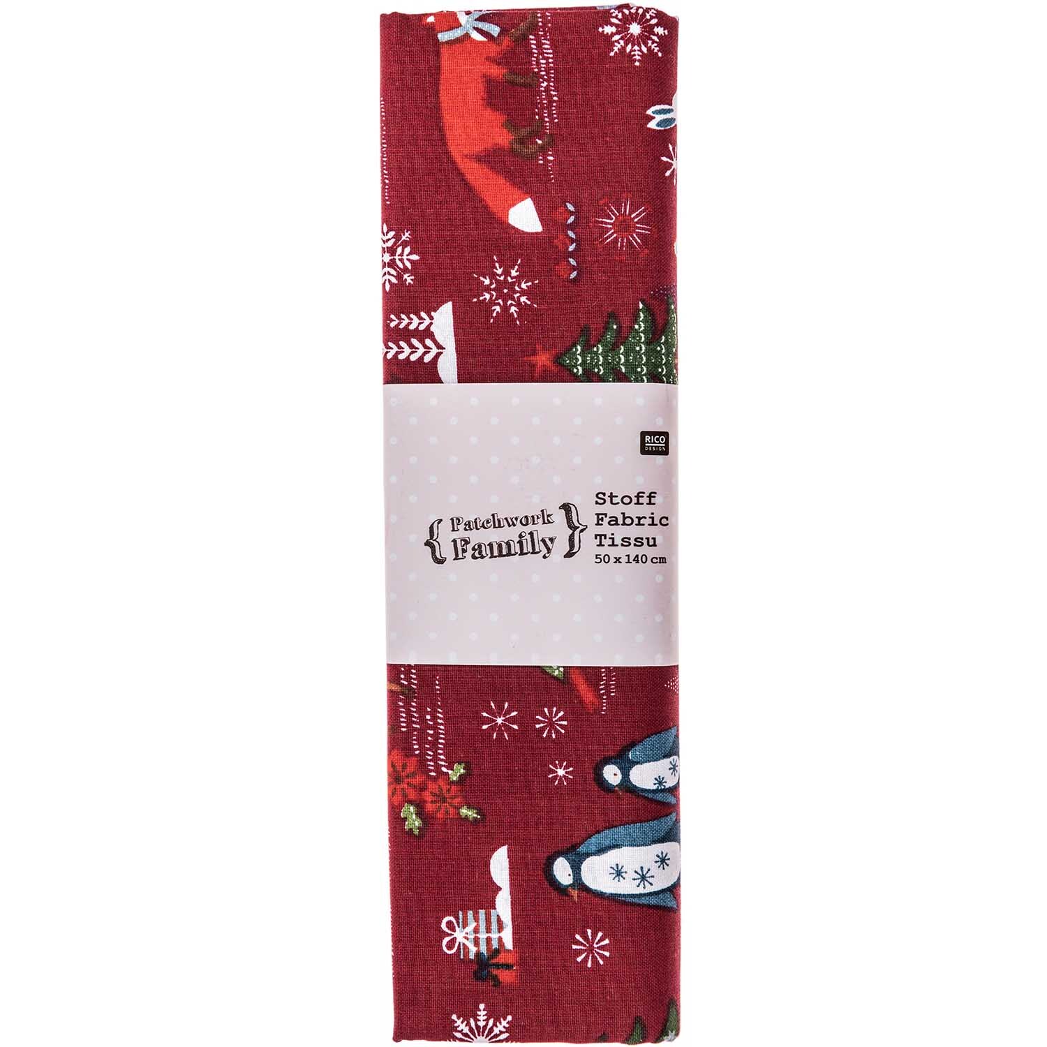 Stoff Winterimpressionen rot 50x140cm von Rico Design