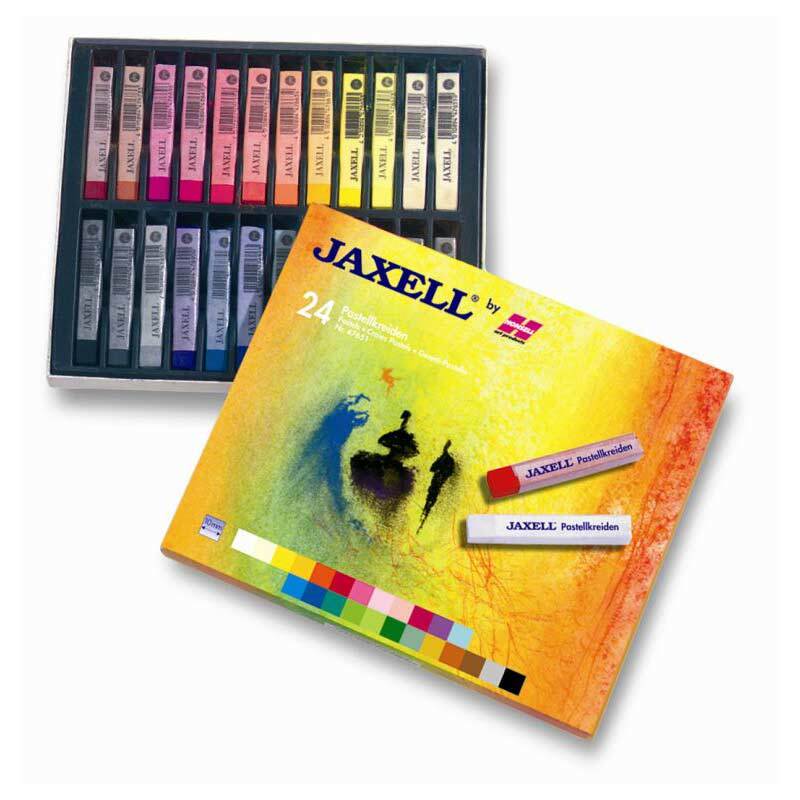 Pastellkreide Schachtel mit 24 Jaxell Stiften in verschiedenen Farben, ideal für kreative Projekte.