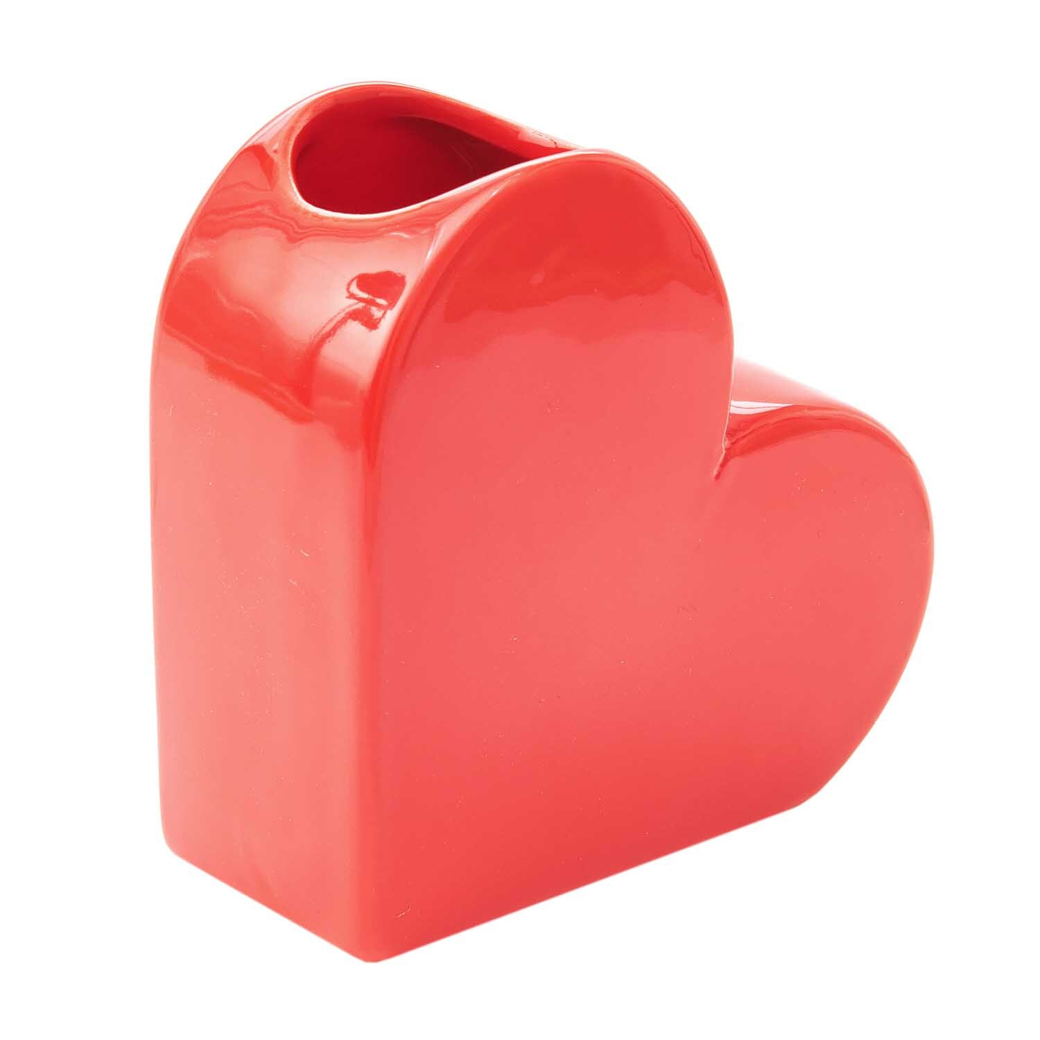Keramik Vase Herz klein 12x5,5x12cm von Rico Design in Herzform, ideal für Dekorationen.