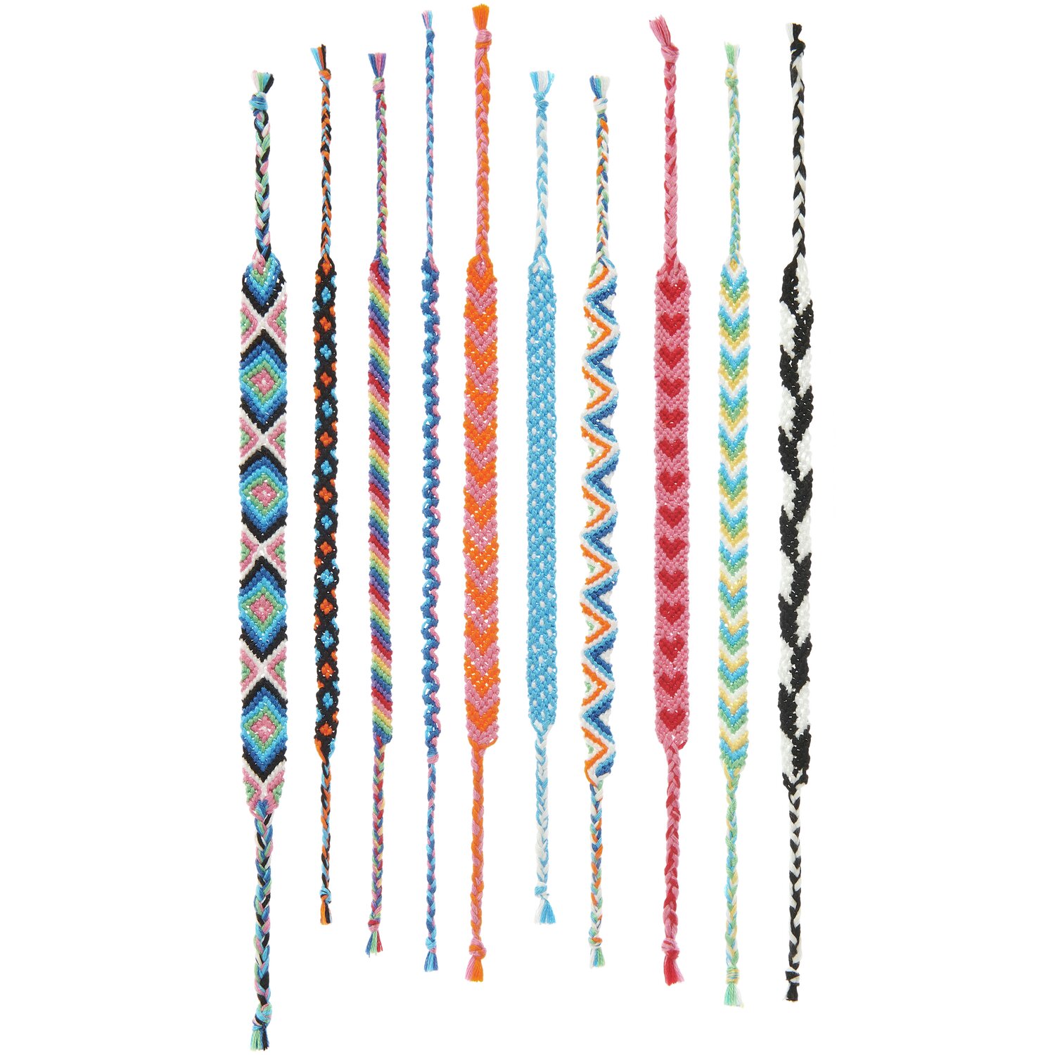 DIY Freundschaftsarmbänder Set Classic Colours: Bunte Armbänder in verschiedenen Mustern und Farben. Ideal für kreative Bastelprojekte.