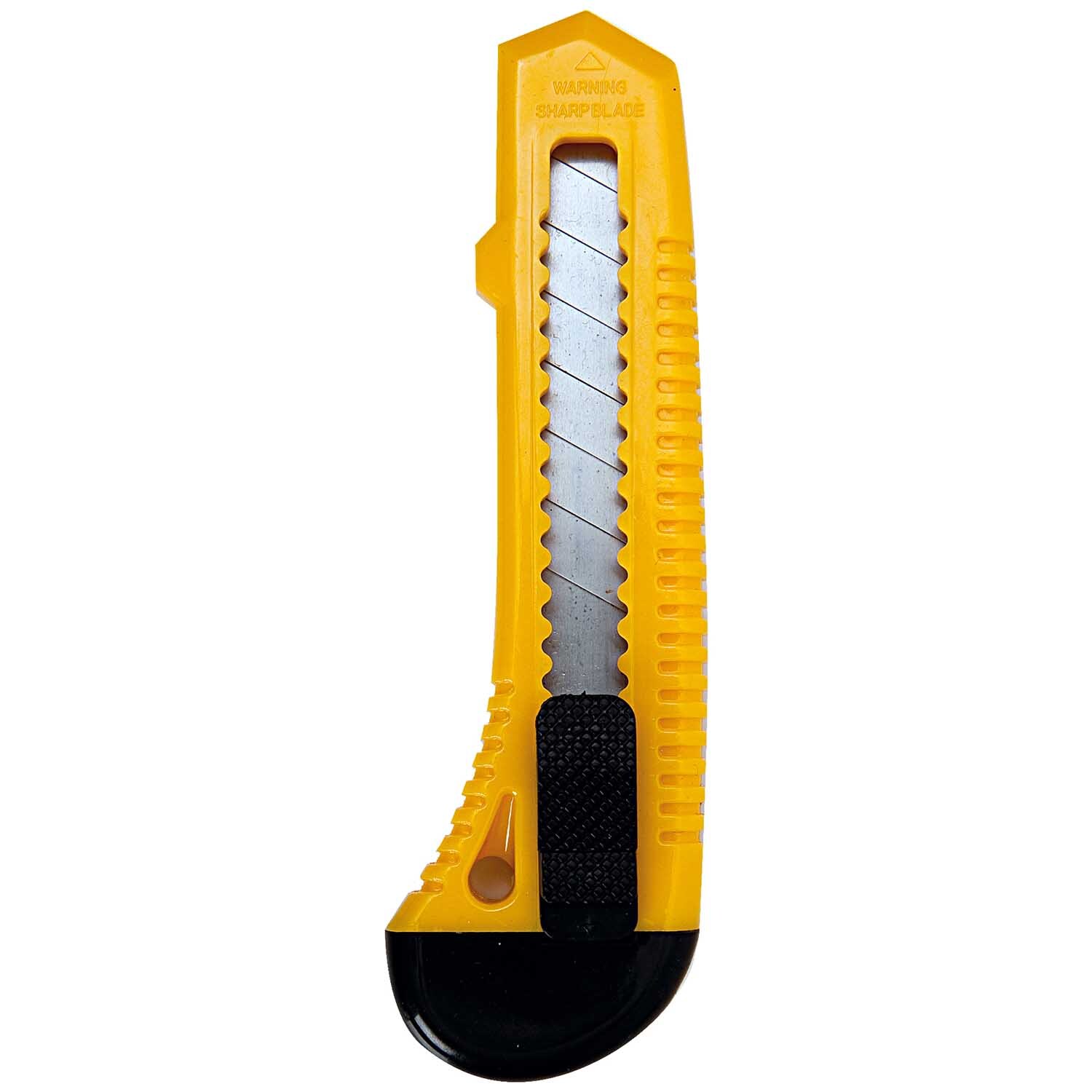 Cuttermesser 18mm mit Kunststoffführung, gelb, von Rico Design, zeigt scharfe Klinge und ergonomischen Griff. Ideal für präzises Schneiden.