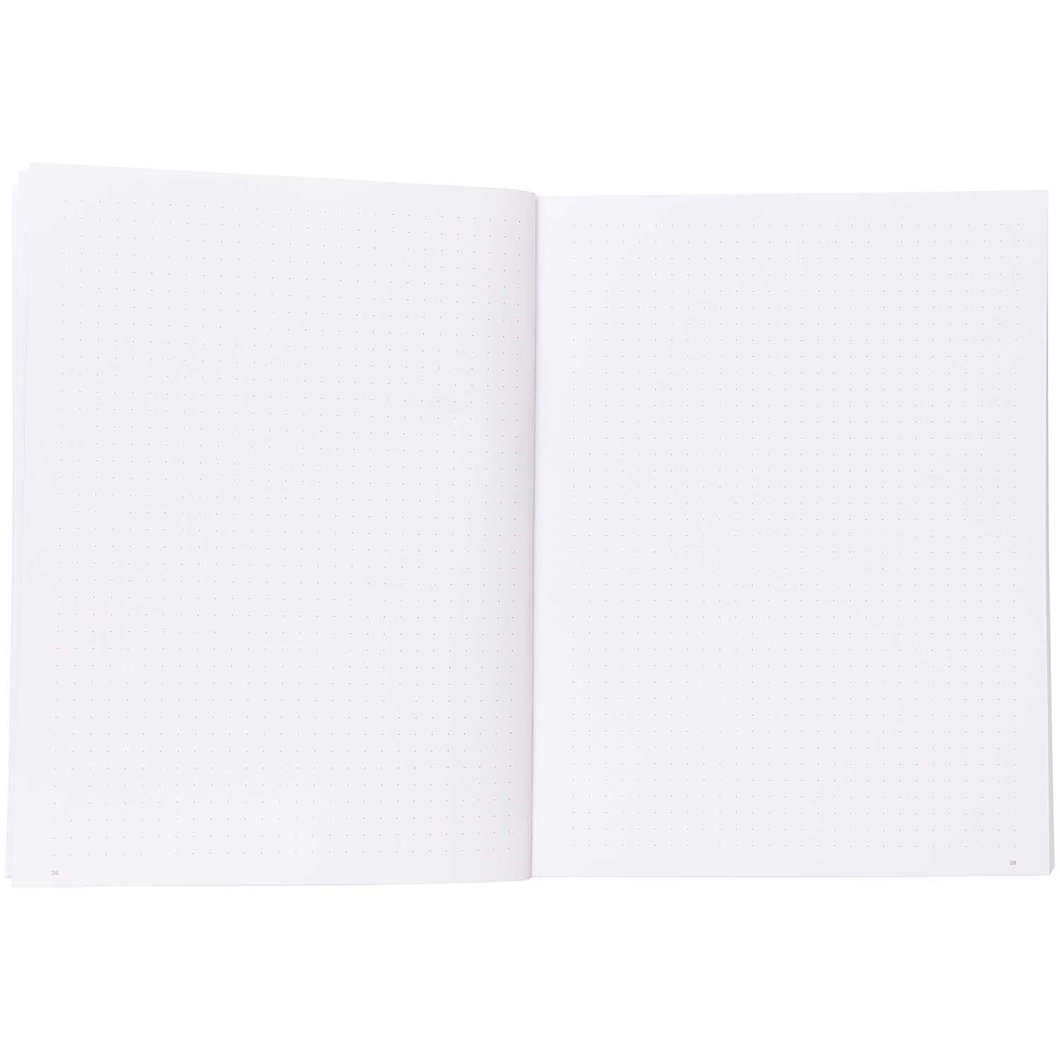 Paper Poetry Bullet Diary Softcover 16x21cm 80 Blatt, geöffnet, zeigt leere Seiten für kreative Gestaltung. Ideal für Notizen und Skizzen.