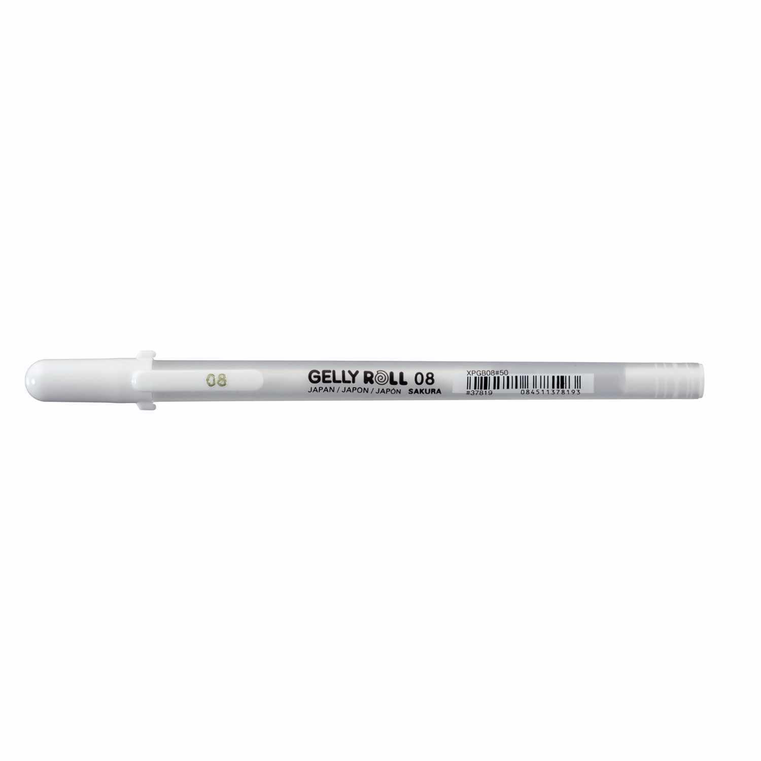 Gelly Roll Basic Gelstift weiß von SAKURA, ideal für präzises Zeichnen und Schreiben.