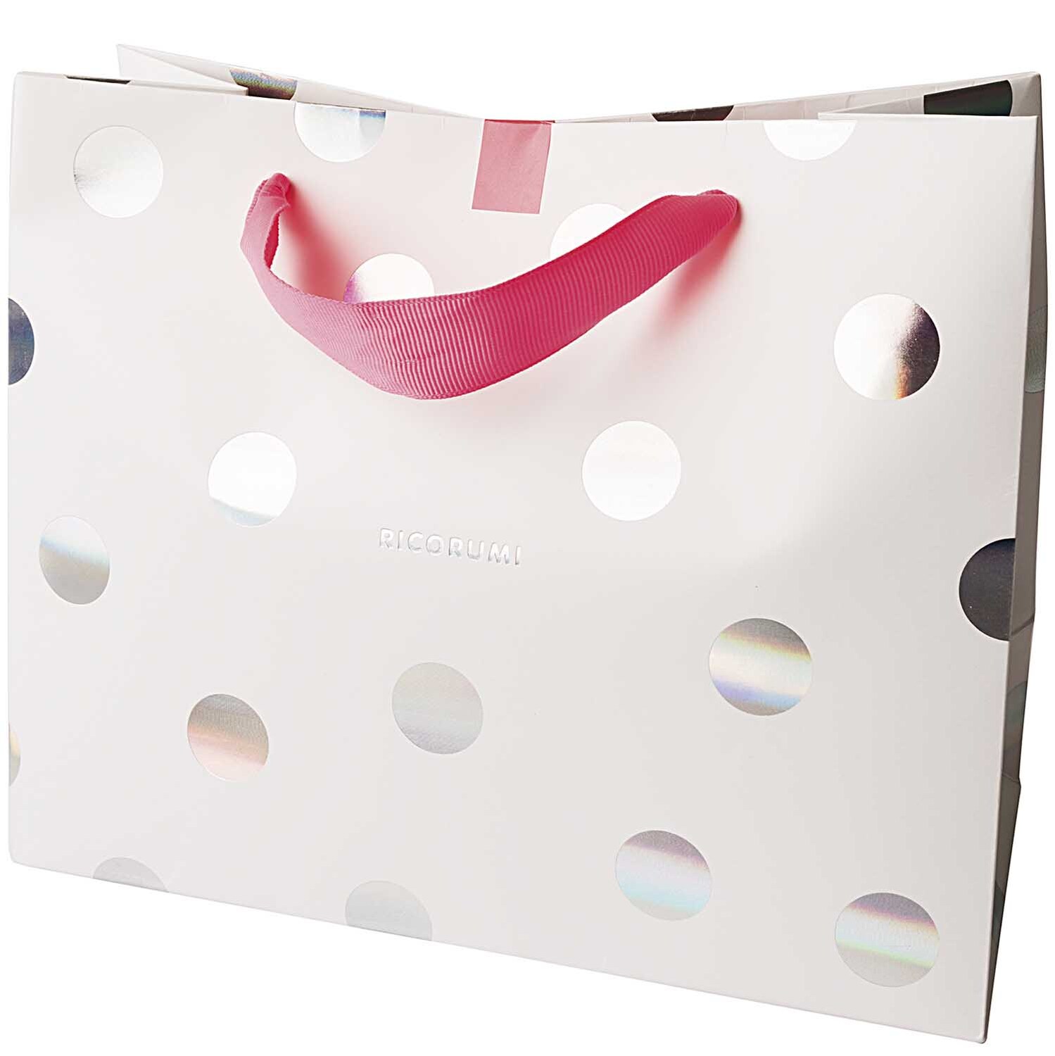 Ricorumi Geschenktüte mit schimmernden Punkten und pinkem Griff von Rico Design, ideal für Geschenke.