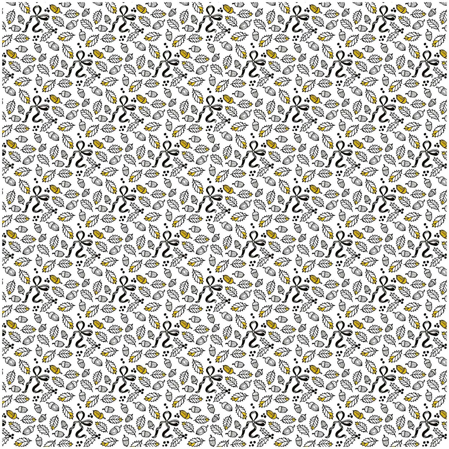 Stoff Eicheln weiß-gold 50x140cm: Muster aus Eicheln und Blättern in Weiß und Gold von Rico Design.