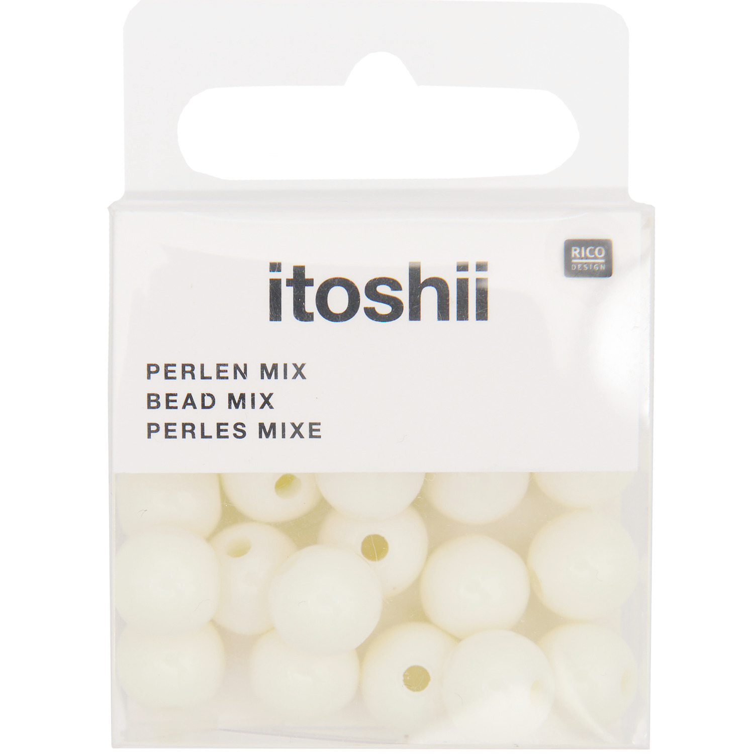 itoshii Kunststoffperlen 10mm 24 Stück Farbe Off-White von Rico Design