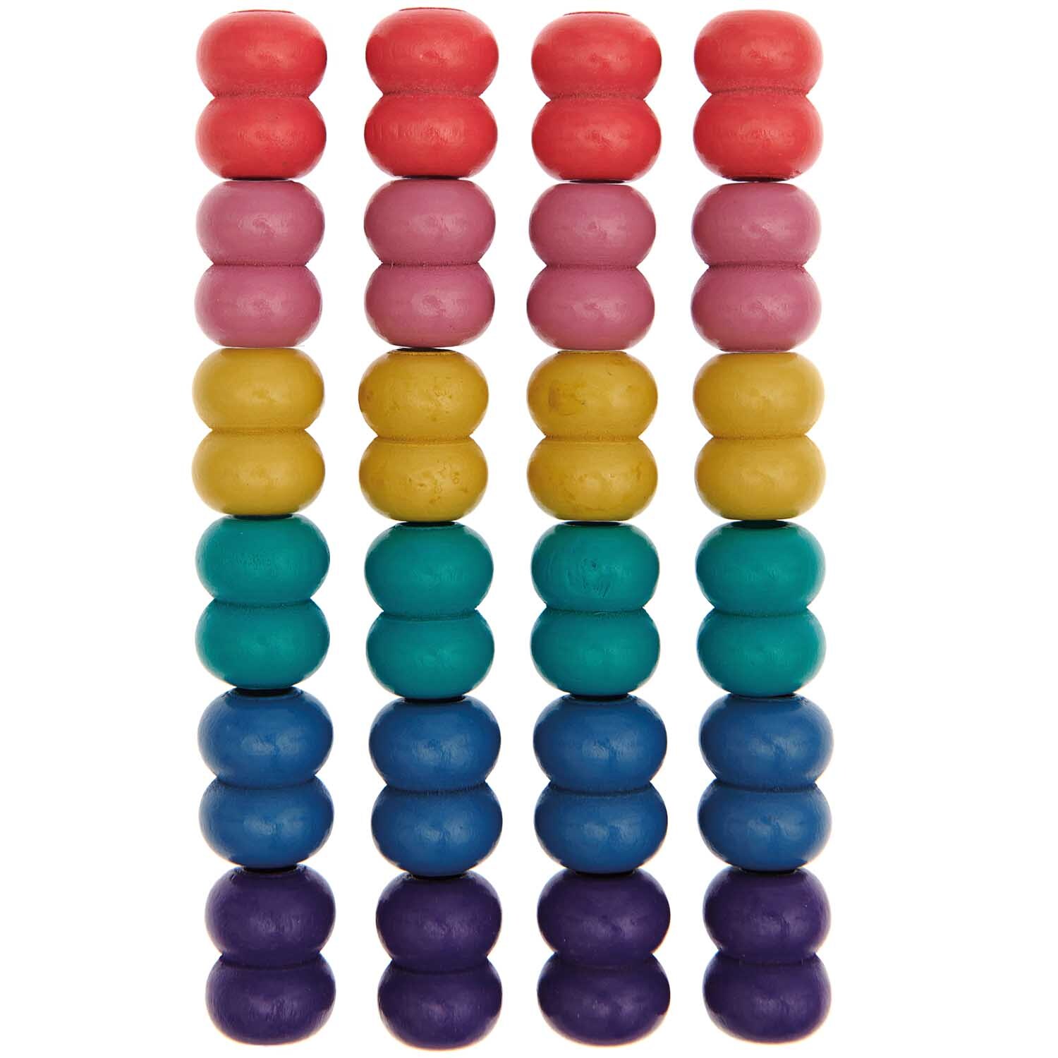 Makramee Perlen Holz in Regenbogenfarben von Rico Design, 24 Stück, ideal für kreative Projekte.
