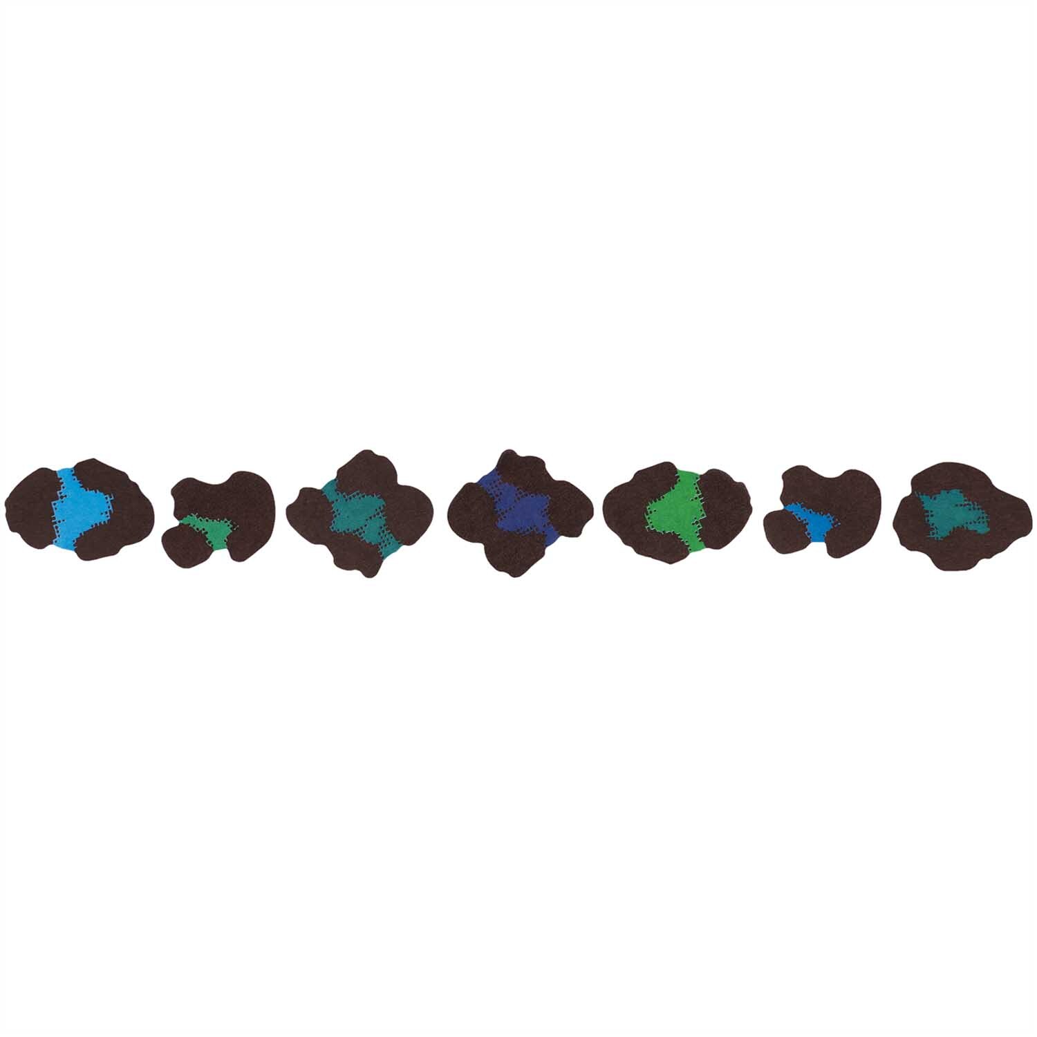 Washi Sticker Acid Leo grün-blau 200 Stück von Rico Design, zeigt bunte, leopardenartige Muster.