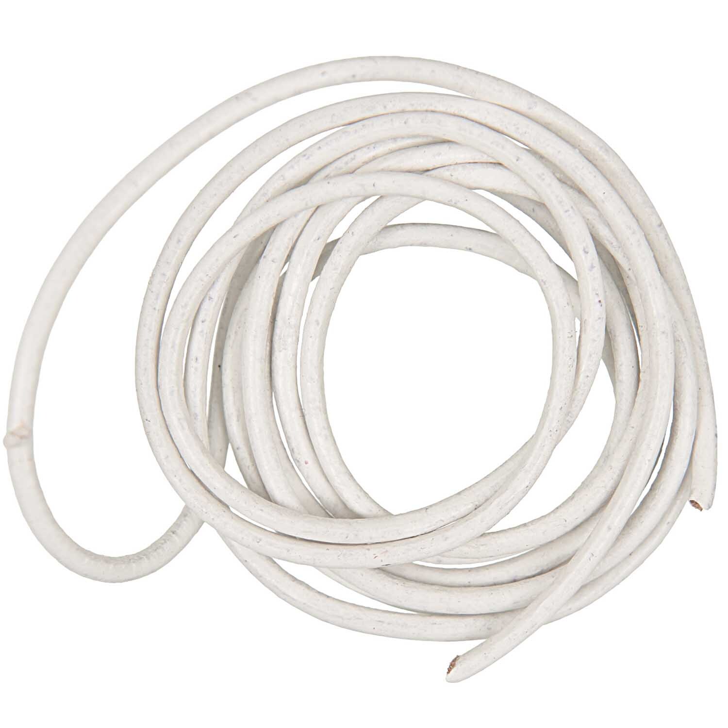 Lederband 2mm 1m von Rico Design in Weiß, aufgerollt und bereit für kreative Bastelprojekte.