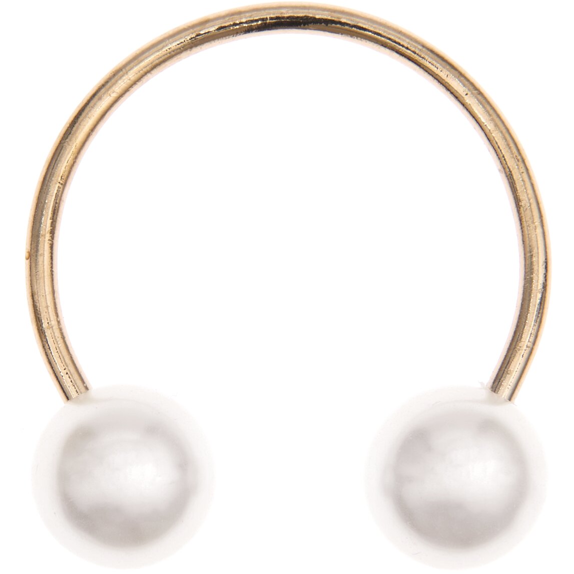 Zwei-Perlen-Pin rund, eleganter Schmuck von Rico Design mit offenem Metallring in Gold und zwei weißen Kugeln, dezente Größe von 3,4cm für kreative Accessoires