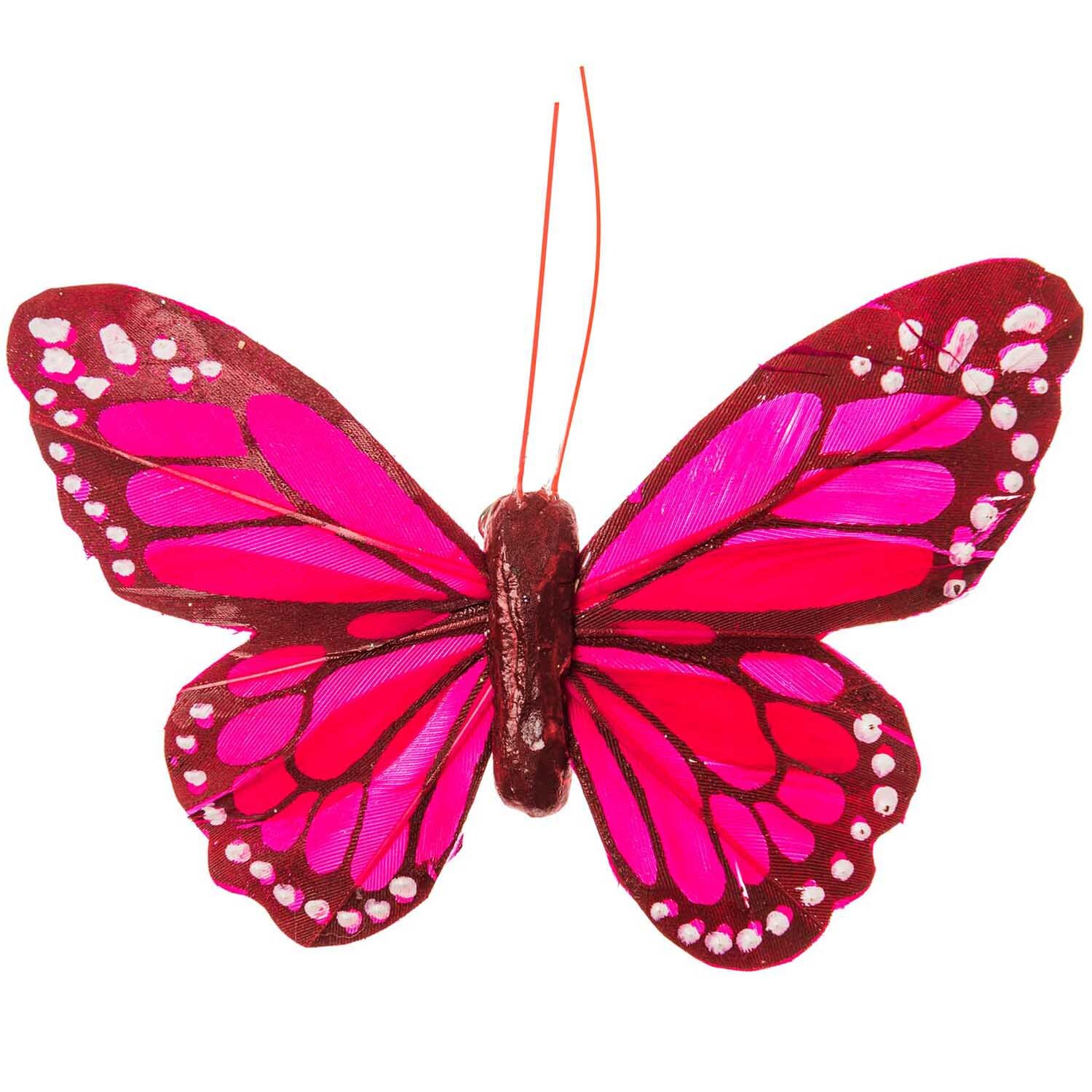 Schmetterling mit Clip 12cm: Roter Deko-Schmetterling von idee. Creativmarkt, ideal für Bastelprojekte.