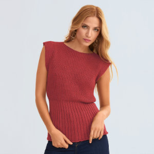 Rotes Sommer Stricktop für Damen