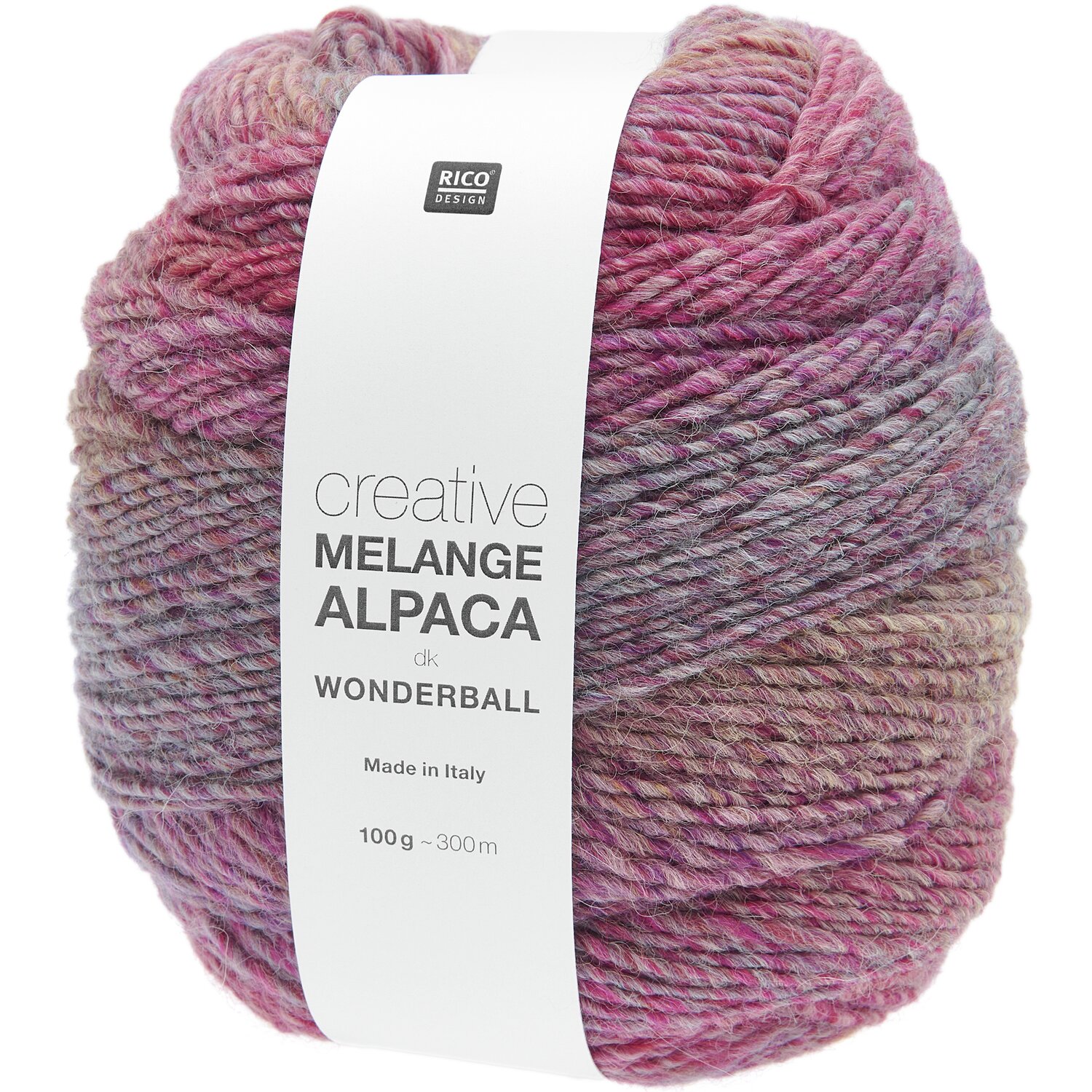 Creative Melange Alpaca Wonderball dk, 100g 300m, in Beerenfarben von Rico Design, ideal für Strickprojekte.