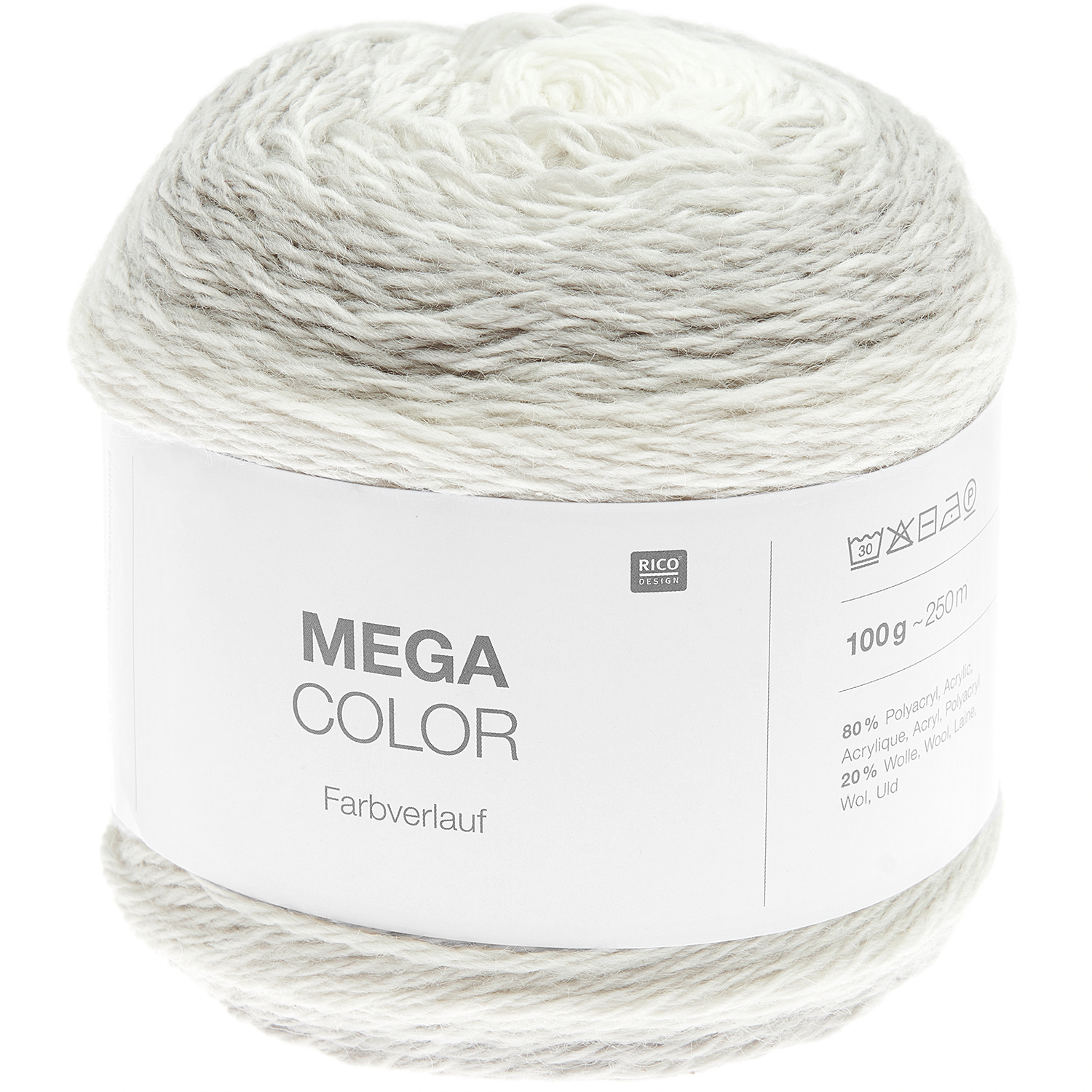 Mega Color: Weiches Garn in Natur Mix von Rico Design, 100g Knäuel mit 250m Lauflänge.