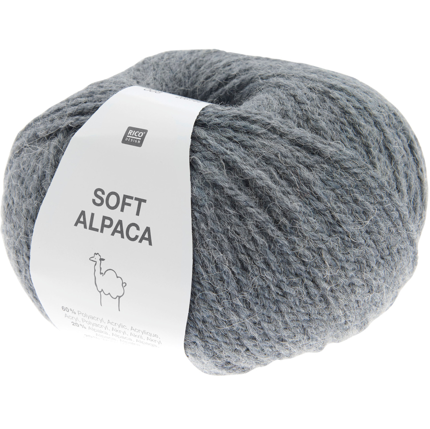 Soft Alpaca Strickset mit blauer Wolle von Rico Design, ideal für Pullover und Mützen.