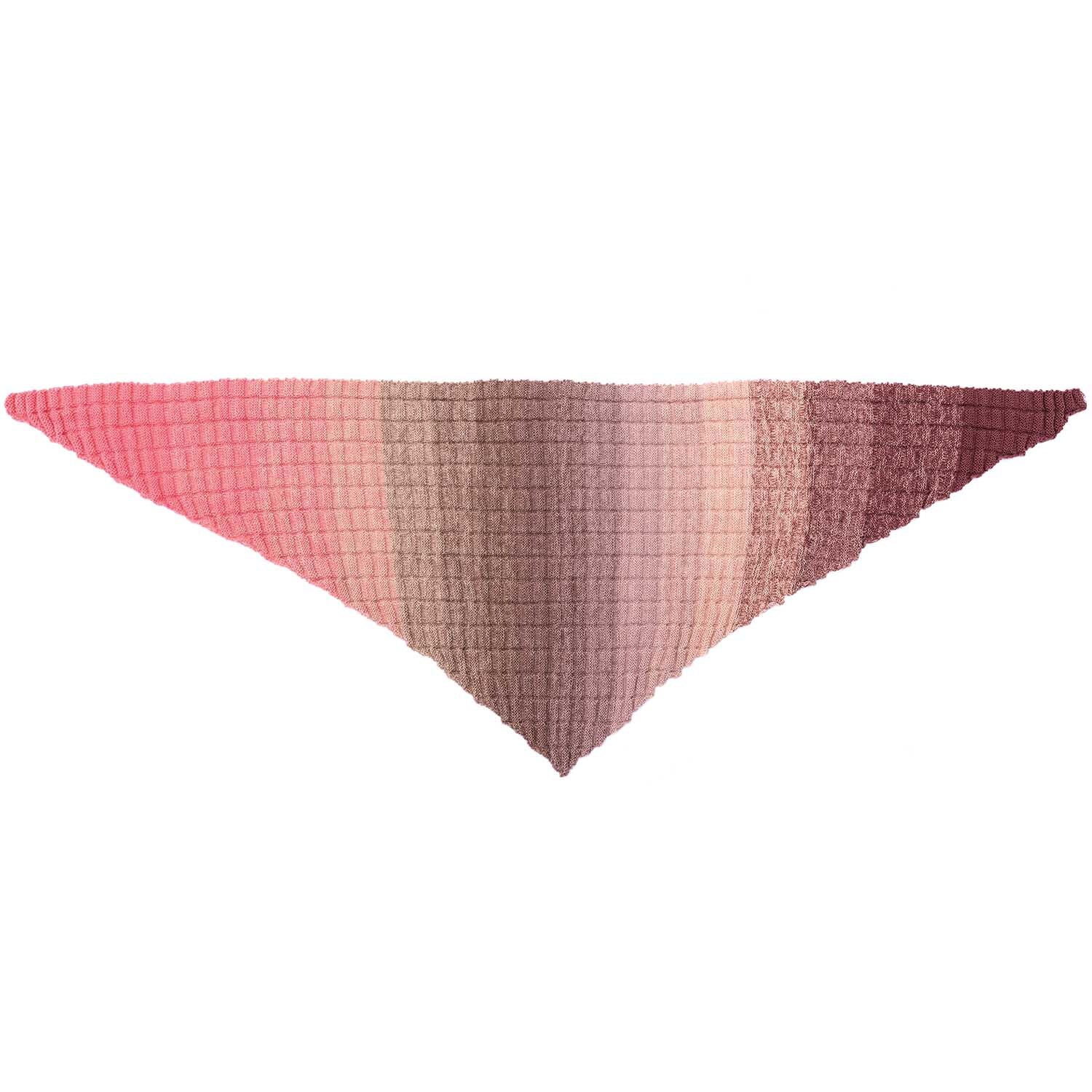 Creative Wool Dégradé Super6: Dreieckstuch in Rosa-Flieder, gestrickt aus weicher Wolle. Perfekt für stilvolle Akzente.
