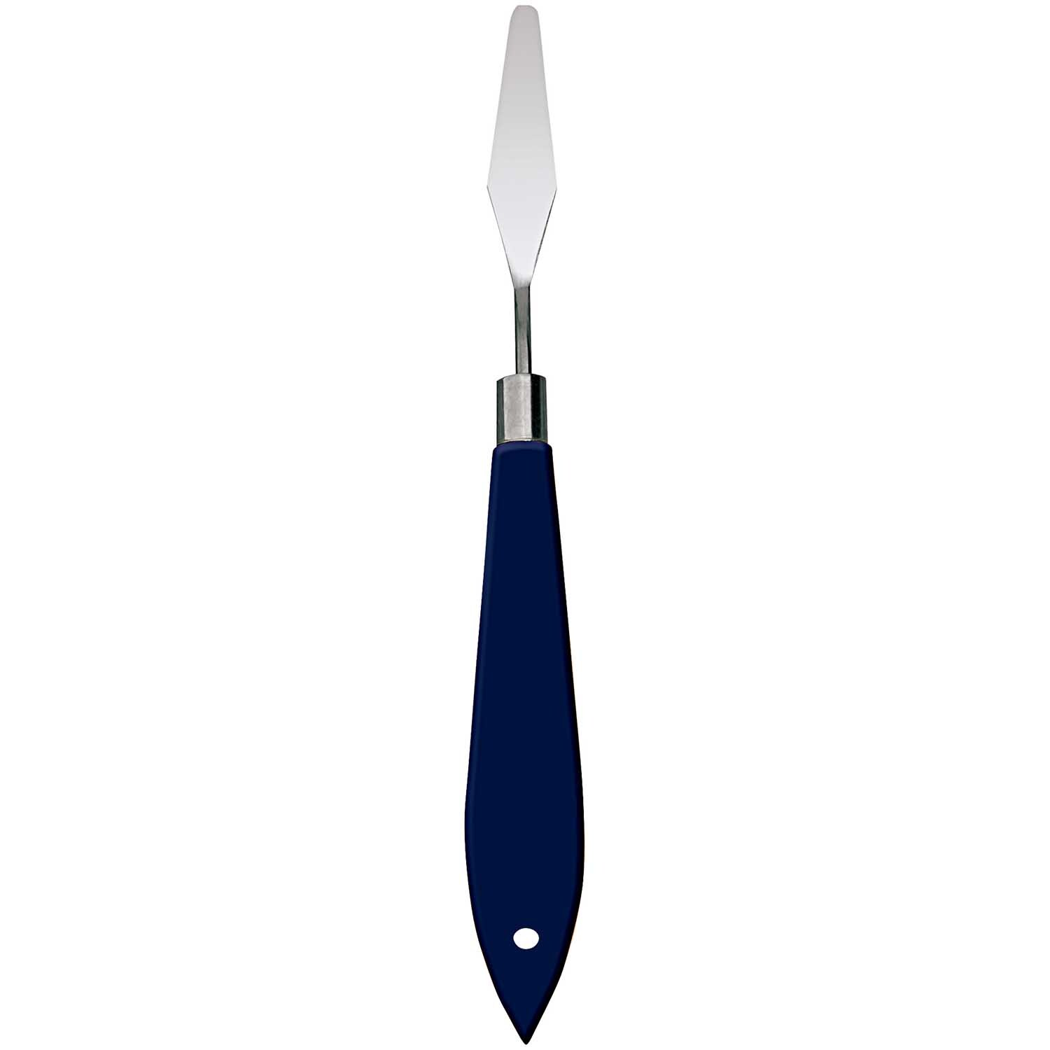 Spachtel blau Nr.4 von Rico Design mit blauem Griff und schmaler Metallklinge, ideal für präzise Maltechniken.