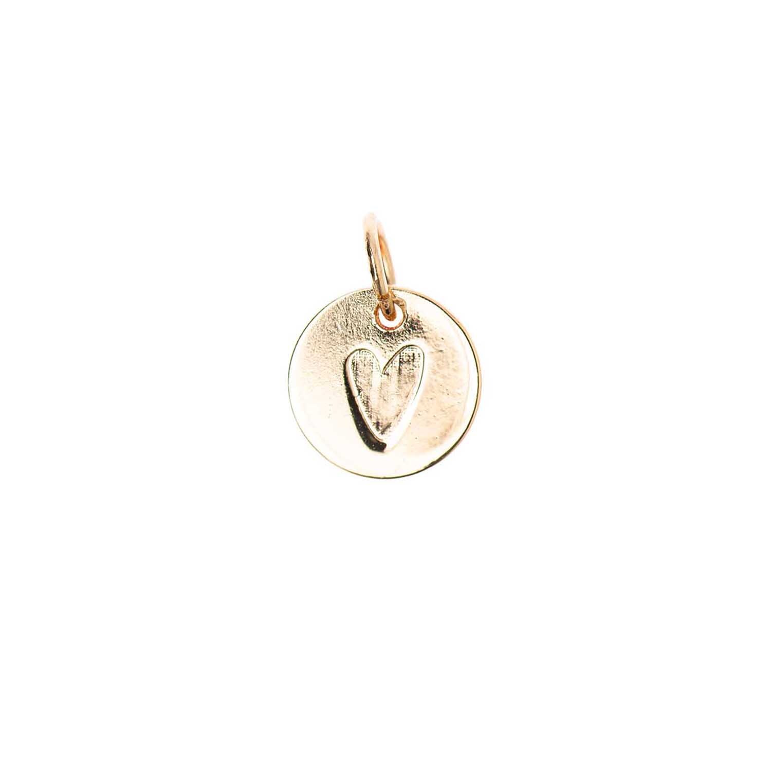 Mix it Up - Jewellery Mini Scheibe Herz in Gold von Rico Design, zeigt ein Herzmotiv auf einer runden Scheibe.