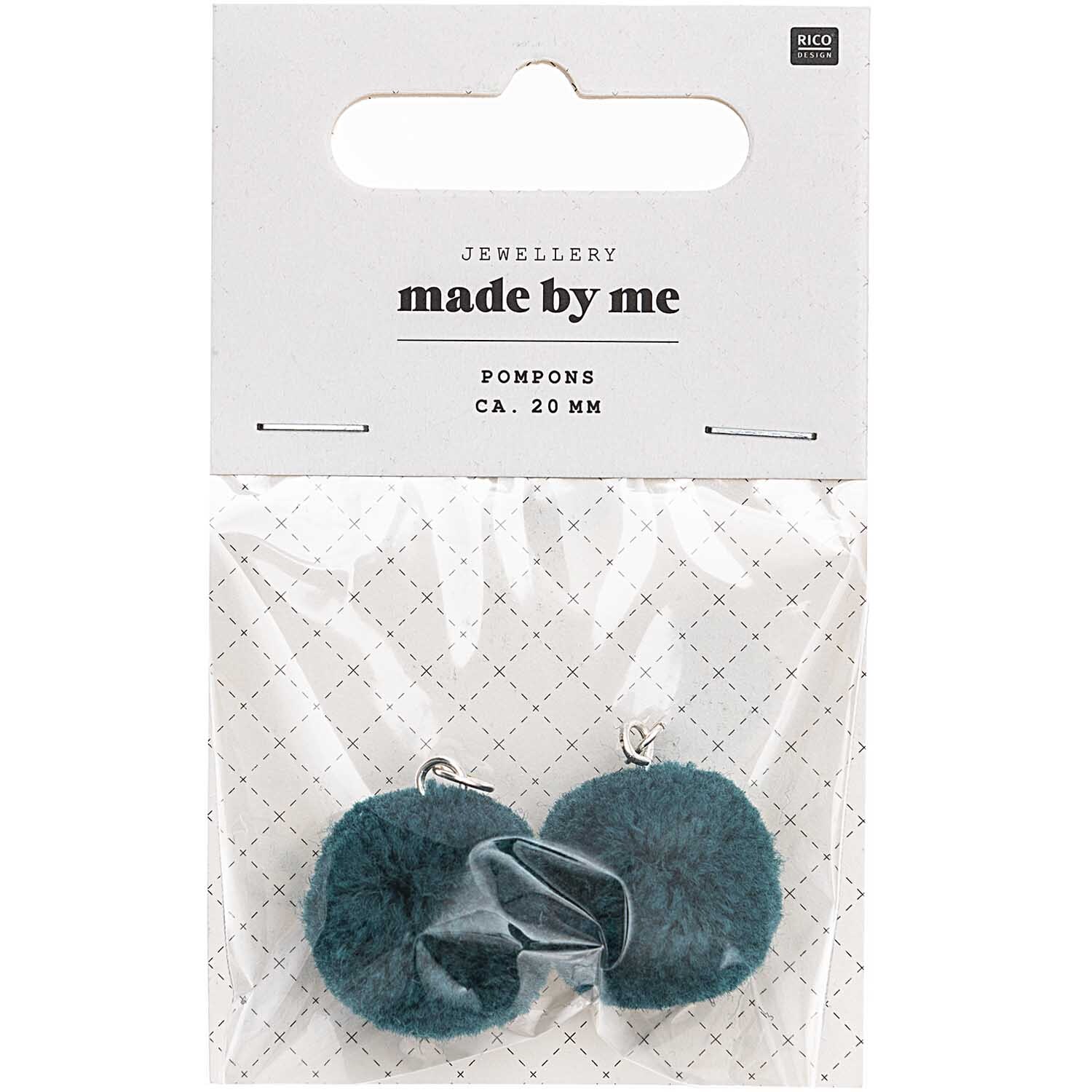 Pompons mit Öse 2cm 2 Stück Farbe Türkis von Rico Design