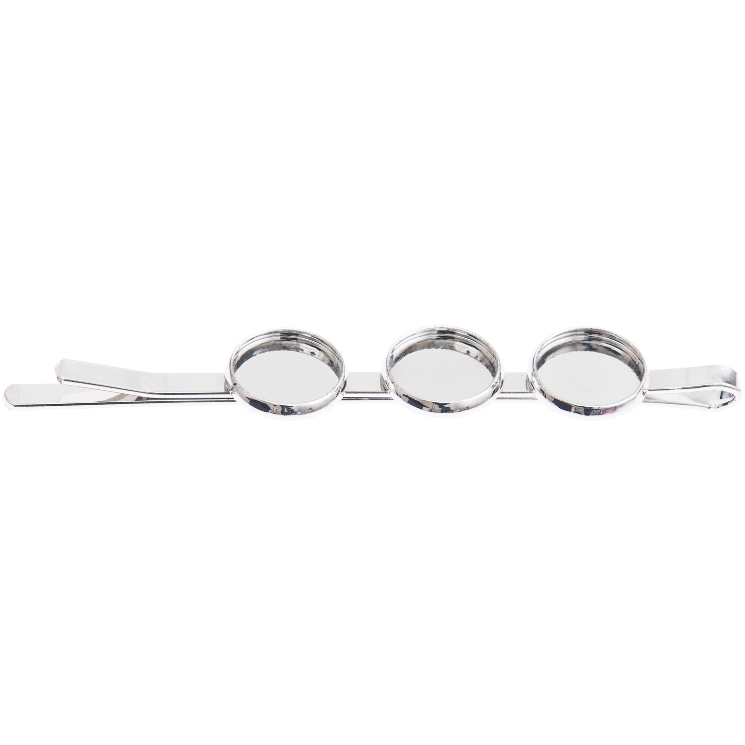 Haarnadel mit drei runden Klebeflächen, silbern, 7cm, 3 Stück, ideal für kreative Frisuren.