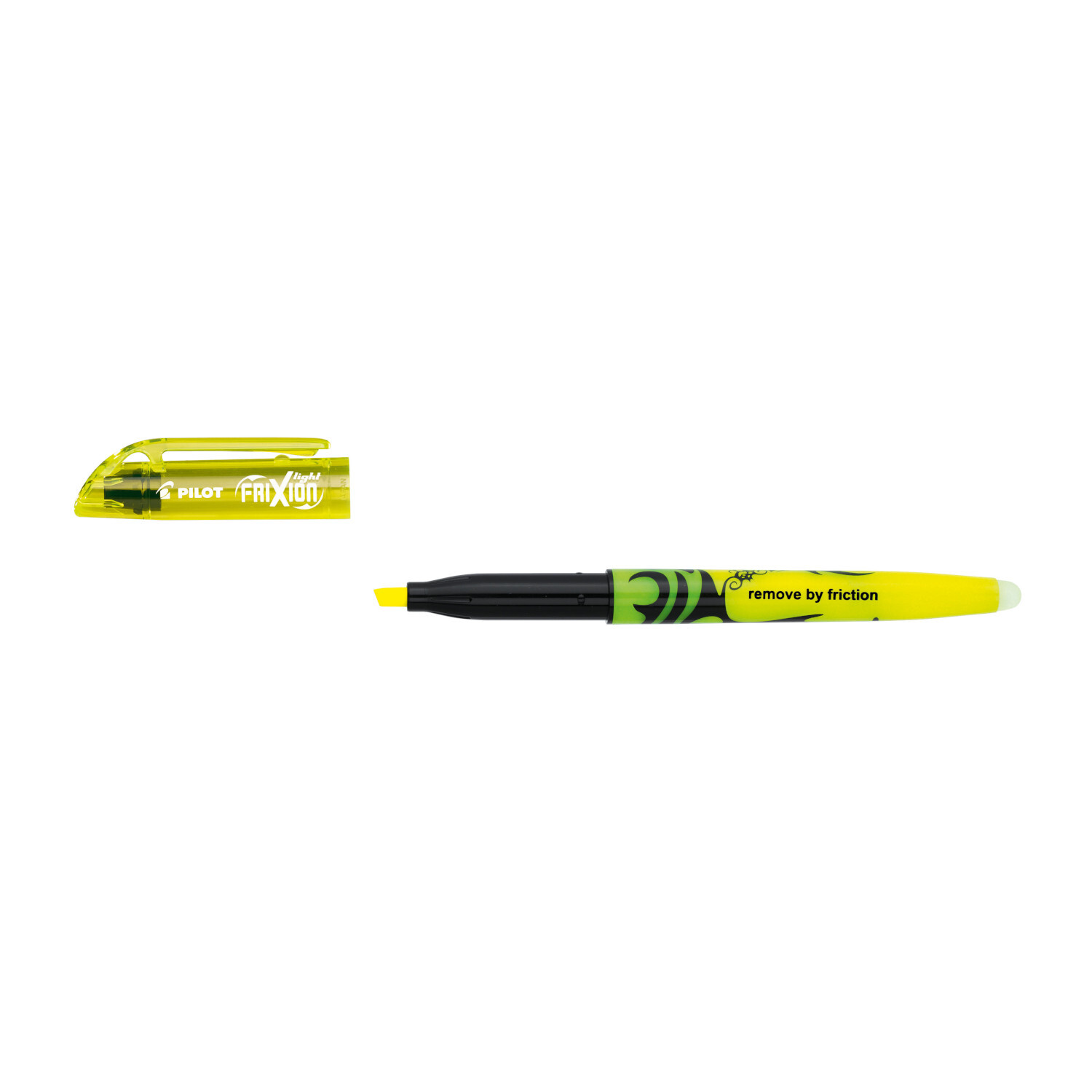 FriXion Light Textmarker von PILOT in Gelb, mit abnehmbarem Deckel, ideal zum Hervorheben von Texten.