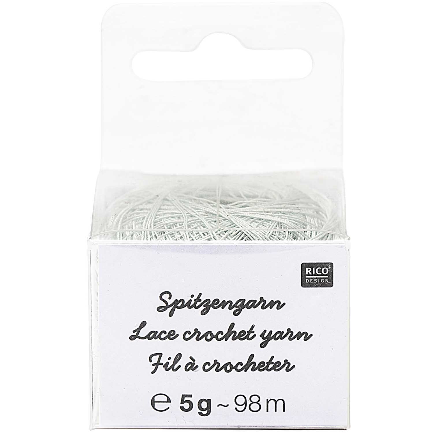 Spitzengarn von Rico Design in Silber, 5g Packung mit 98m Länge, ideal zum Häkeln.