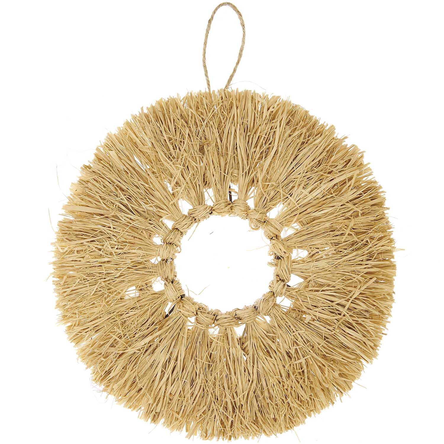 Naturkranz Raffia Ø30cm von Rico Design: Ein dekorativer Kranz aus natürlichem Raffia mit einem Durchmesser von 30 cm, ideal für Wanddekorationen.