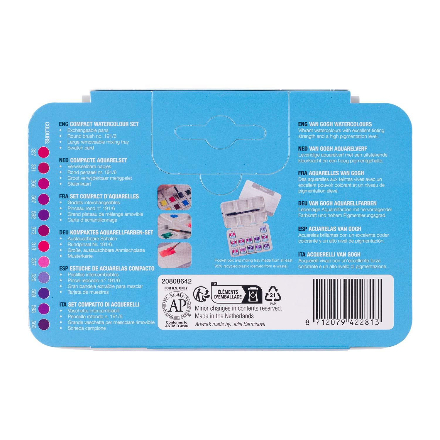 Aquarell Set Rosa-Violett 12 Näpfchen von Royal Talens