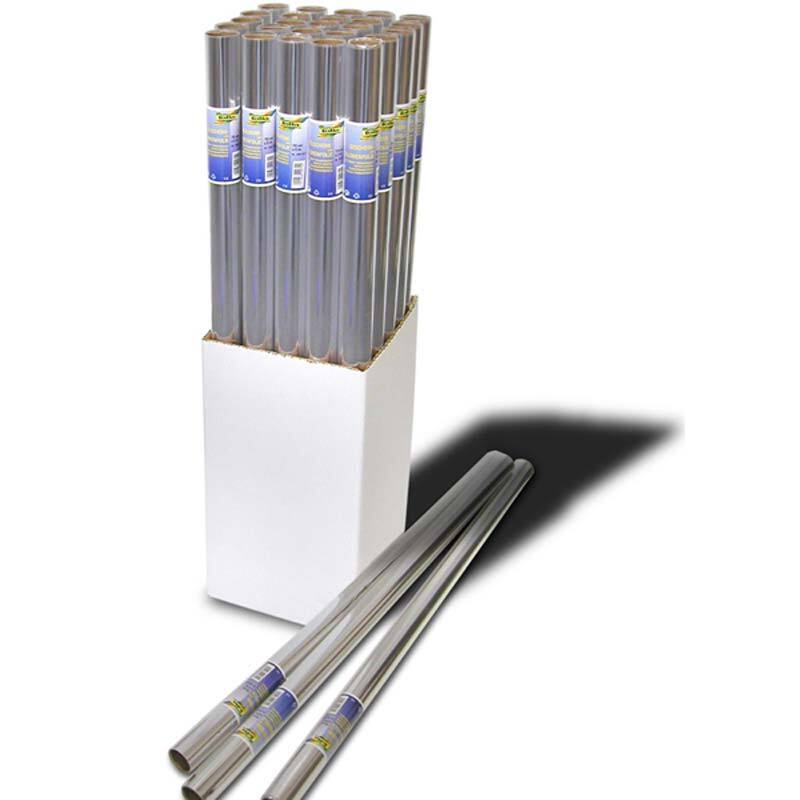Geschenkfolie klar 70cm 5m: Transparentes Geschenkpapier von folia, aufgerollt in einem Kartonständer. Ideal für kreative Verpackungen.