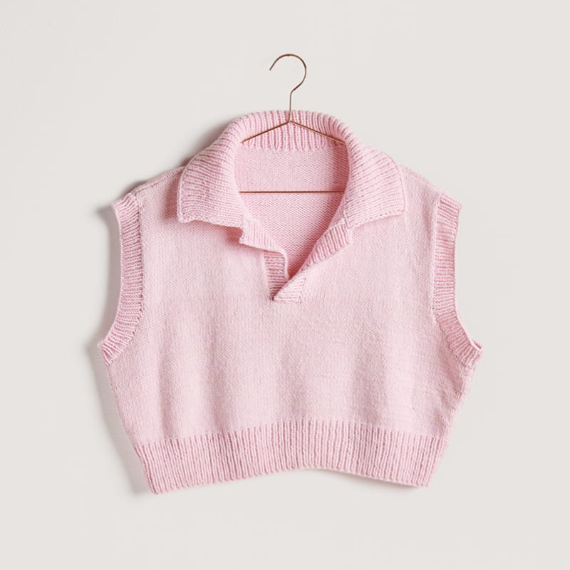 Gestrickter Pullunder in Rosa: Modell 10 aus dem Heft Vegan Cashmere