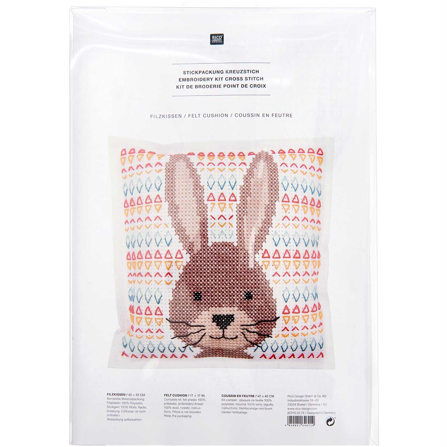 Filzkissen zum Besticken Hase 42x42cm von Rico Design
