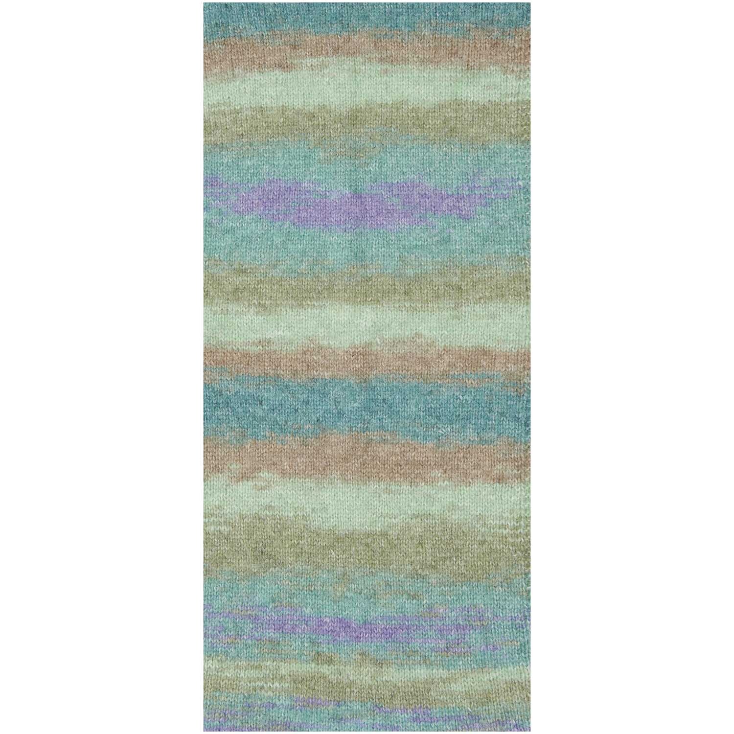 Creative Painted Power, 100g 310m, zeigt ein buntes Garn mit Streifen in Aqua, Beige und Lila von Rico Design.