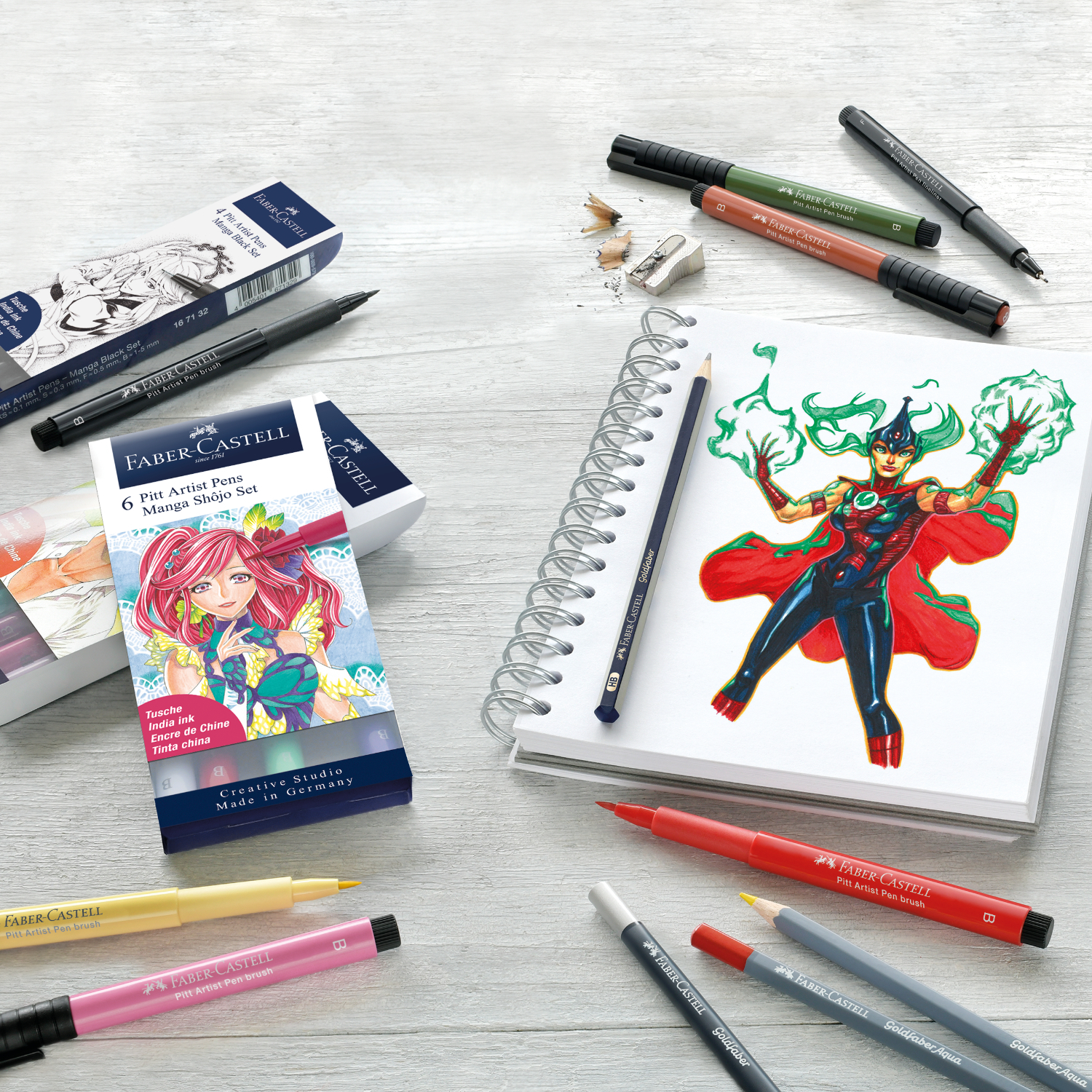 Pitt Artist Pen Tuschestift Manga Black Set 4-teilig von Faber-Castell 