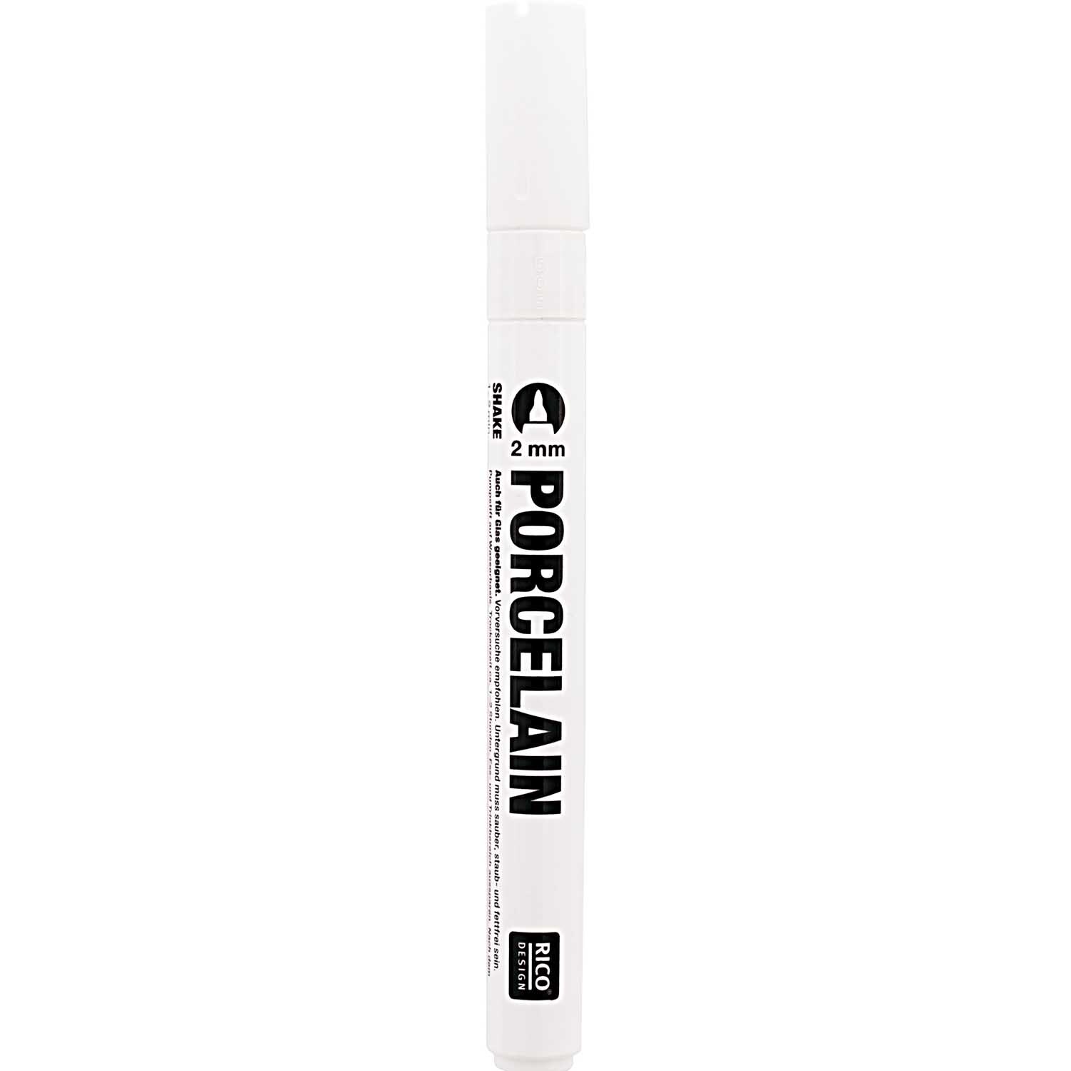Porzellanmarker 2mm von Rico Design in Weiß, ideal zum Bemalen von Keramik und Porzellan.