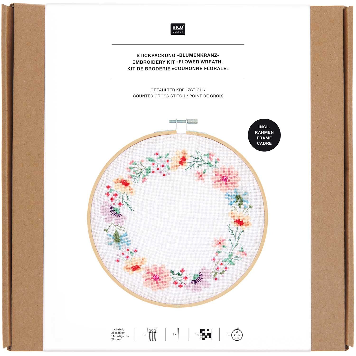 Stickpackung Blumenkranz Ø20,5cm von Rico Design