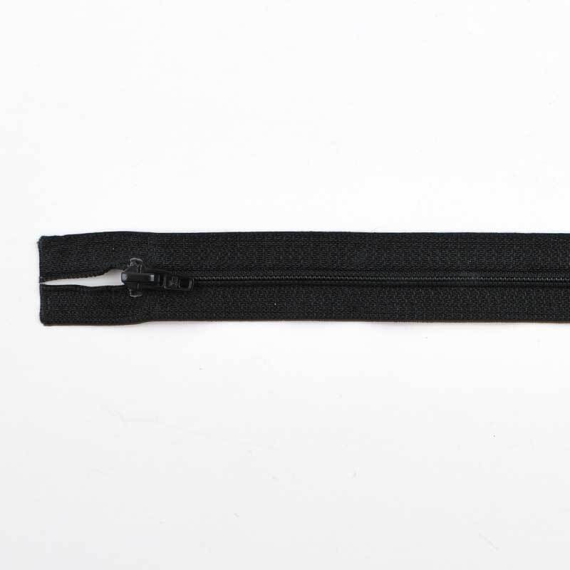 Reißverschluss S3 schwarz 40cm von Prym, zeigt einen schwarzen Reißverschluss in voller Länge.