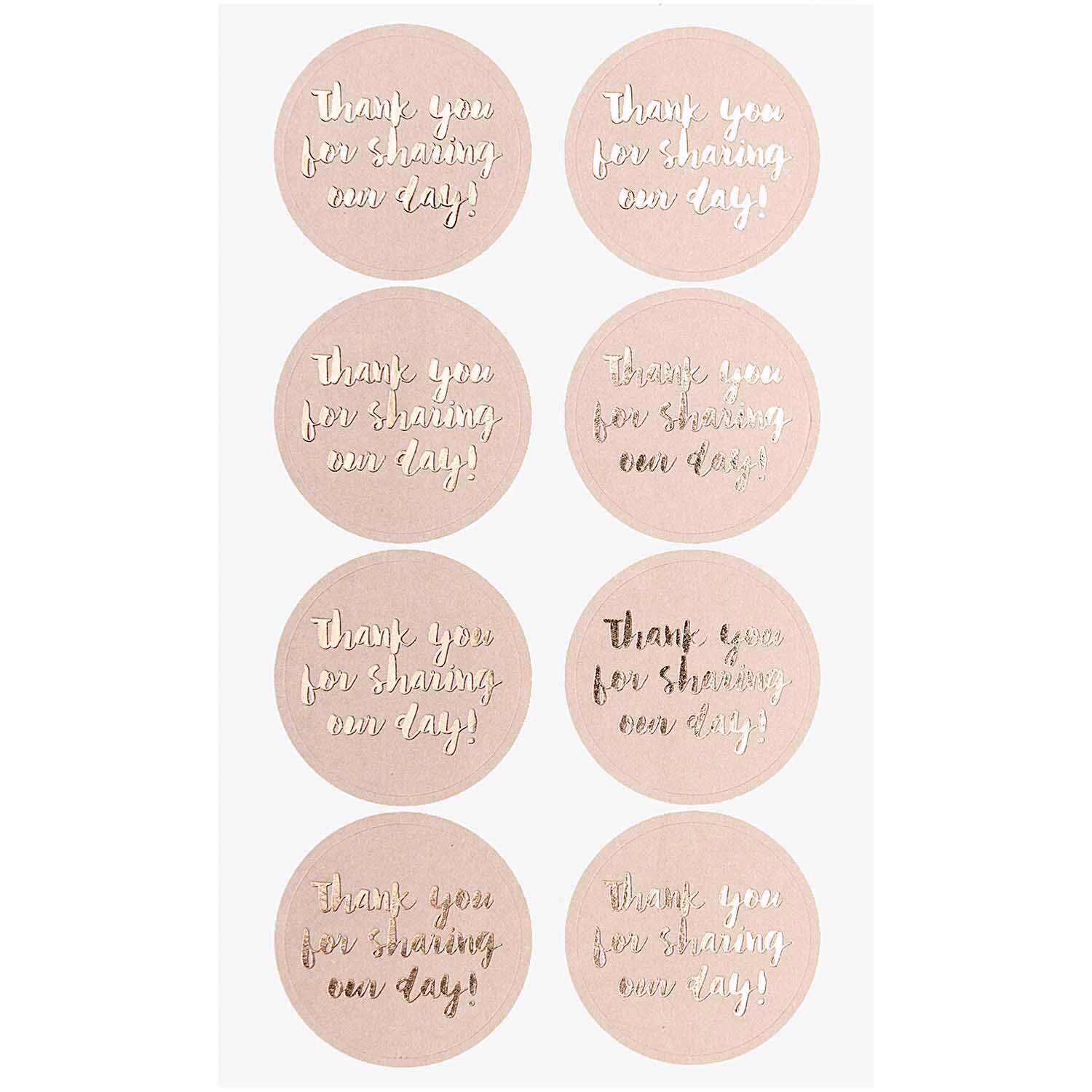 Paper Poetry Sticker mit dem Text "Thank you for sharing our day" in Rosa von Rico Design, 8 Stück.